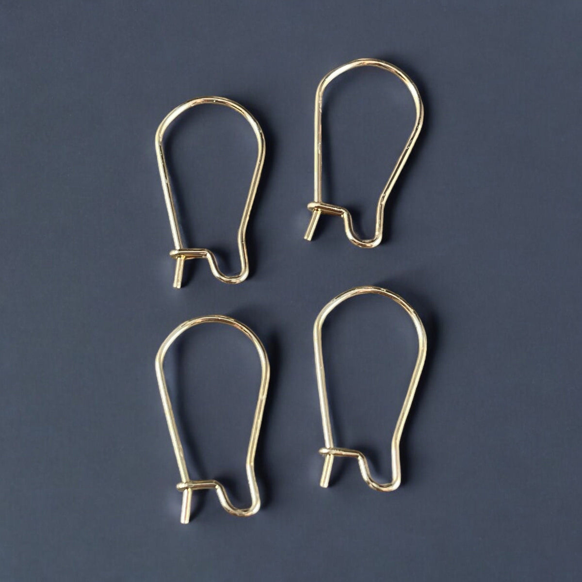 Hypoallergenic Gold Ear Wires for Sensitive Ears, 18k Gold Plated 20x11mm Kidney Shape Hoops (STAS-A056-12G) * Qty. 20
