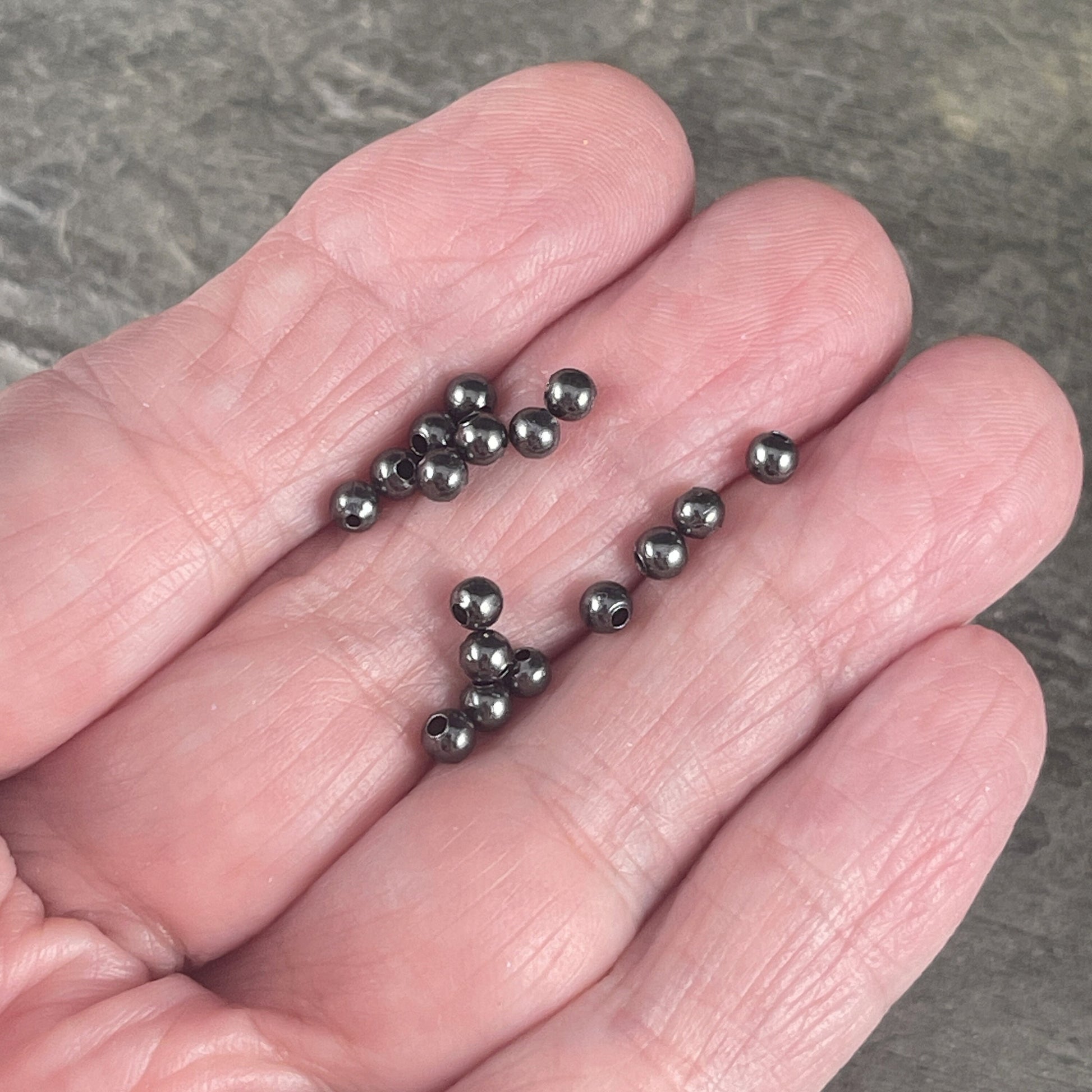 Gunmetal Spacer Beads, 3mm Round Gunmetal Plated Steel Bead for Jewelry Making, Black Color Beads (2372MB) * Qty. 100