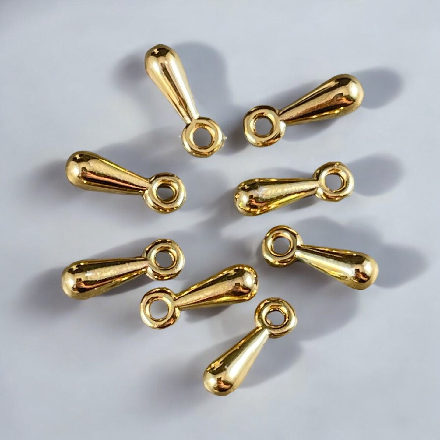 Gold Teardrop Charm, 10mm Elongated Teardrop, Small Tear Drop Charm (11264-12) * Qty. 12