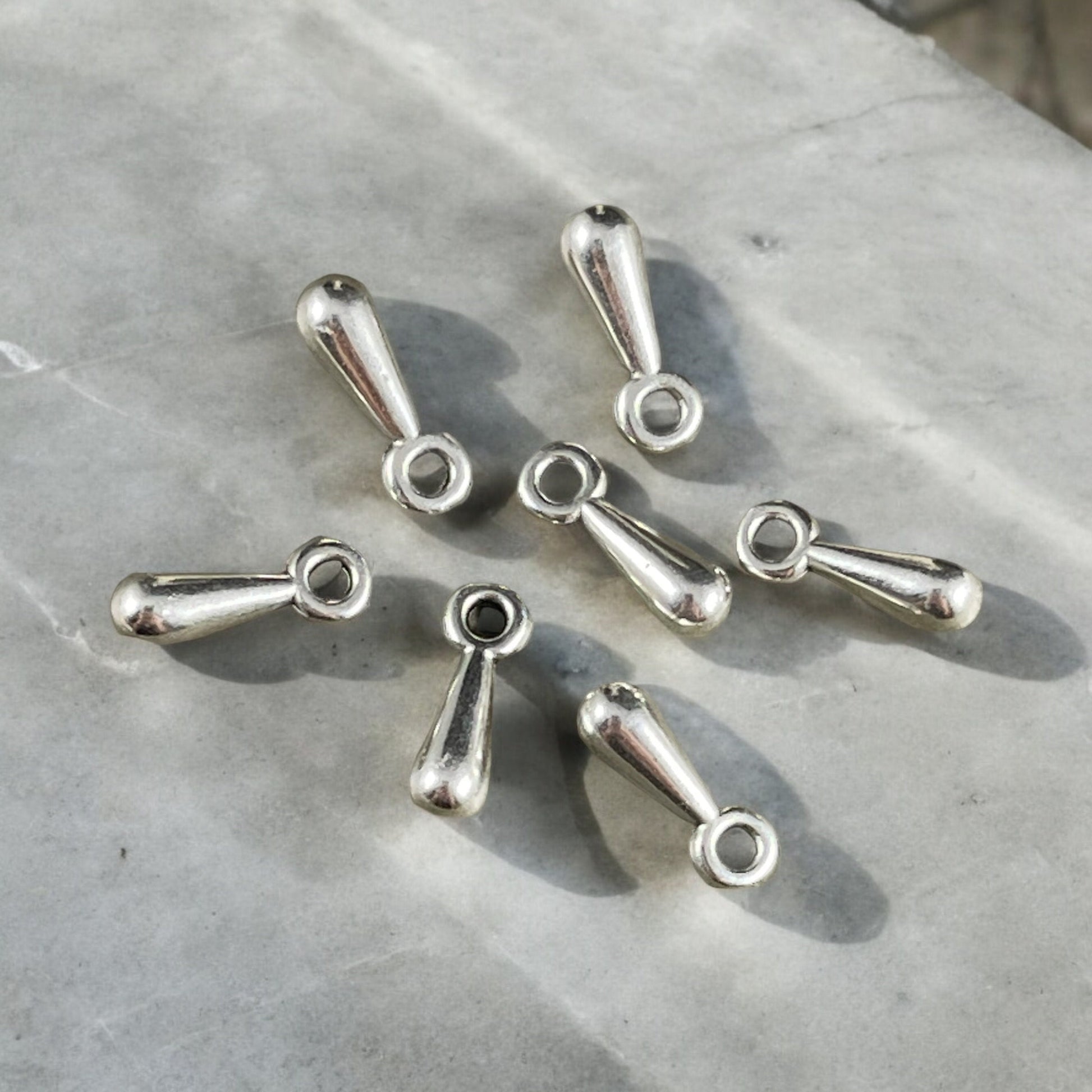 Silver Teardrop Charm, 10mm Elongated Teardrop, Small Tear Drop Charm (11264-77) * Qty. 12