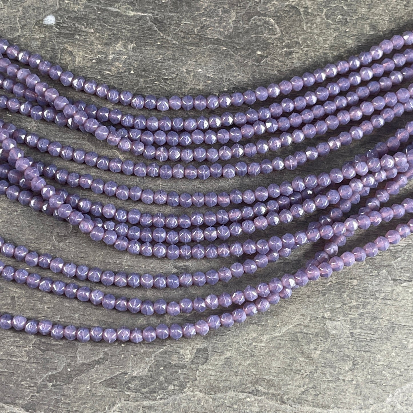 Czech Glass Beads - 3mm English Cut Beads, Milky Amethyst Beads (EC3/SM-21010) * Qty. 50