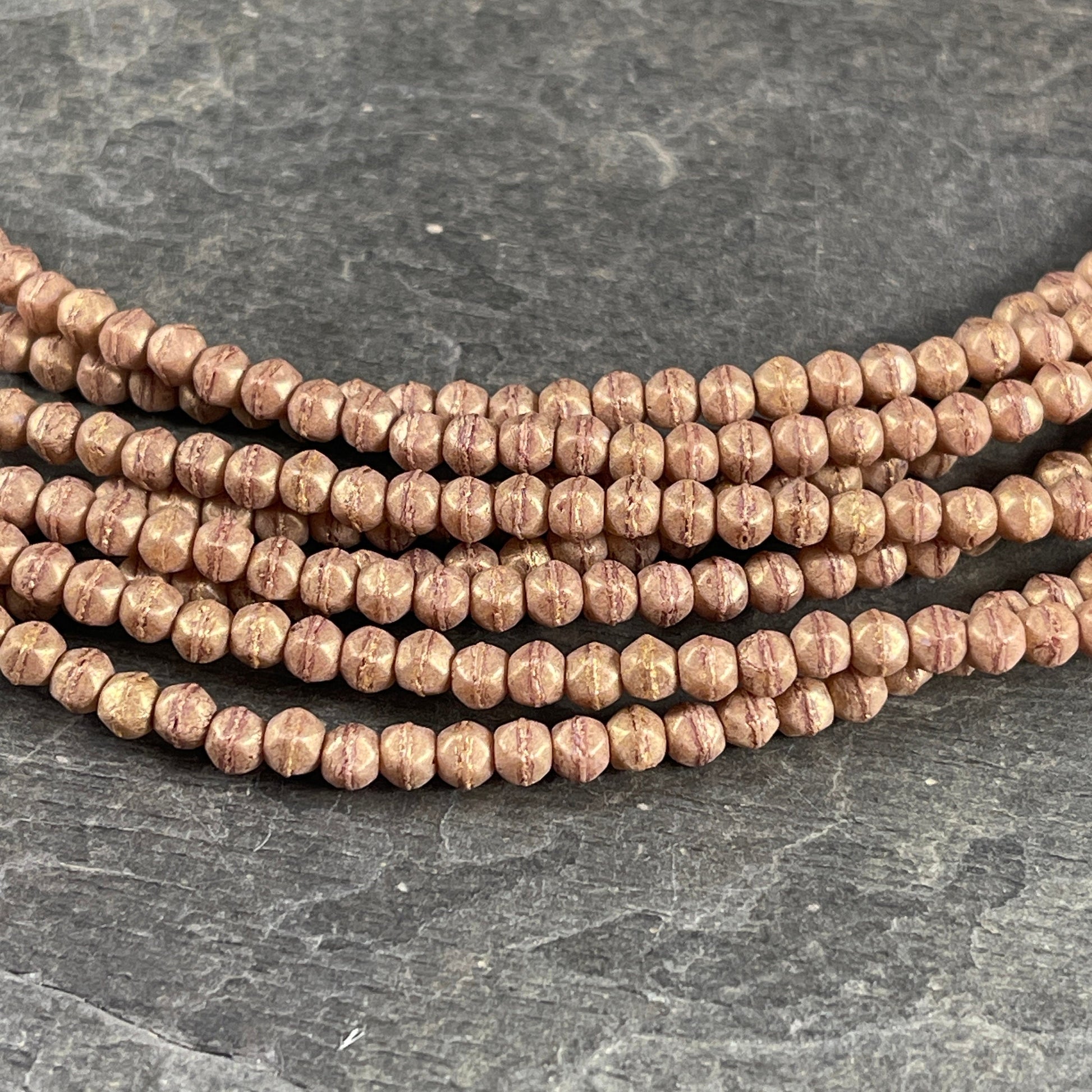 Light Golden Brown Czech Beads 3mm Small Gold Glass Beads Czech Glass Beads - Golden Picasso English Cut Beads (EC3/SM-PS1006) * Qty. 50