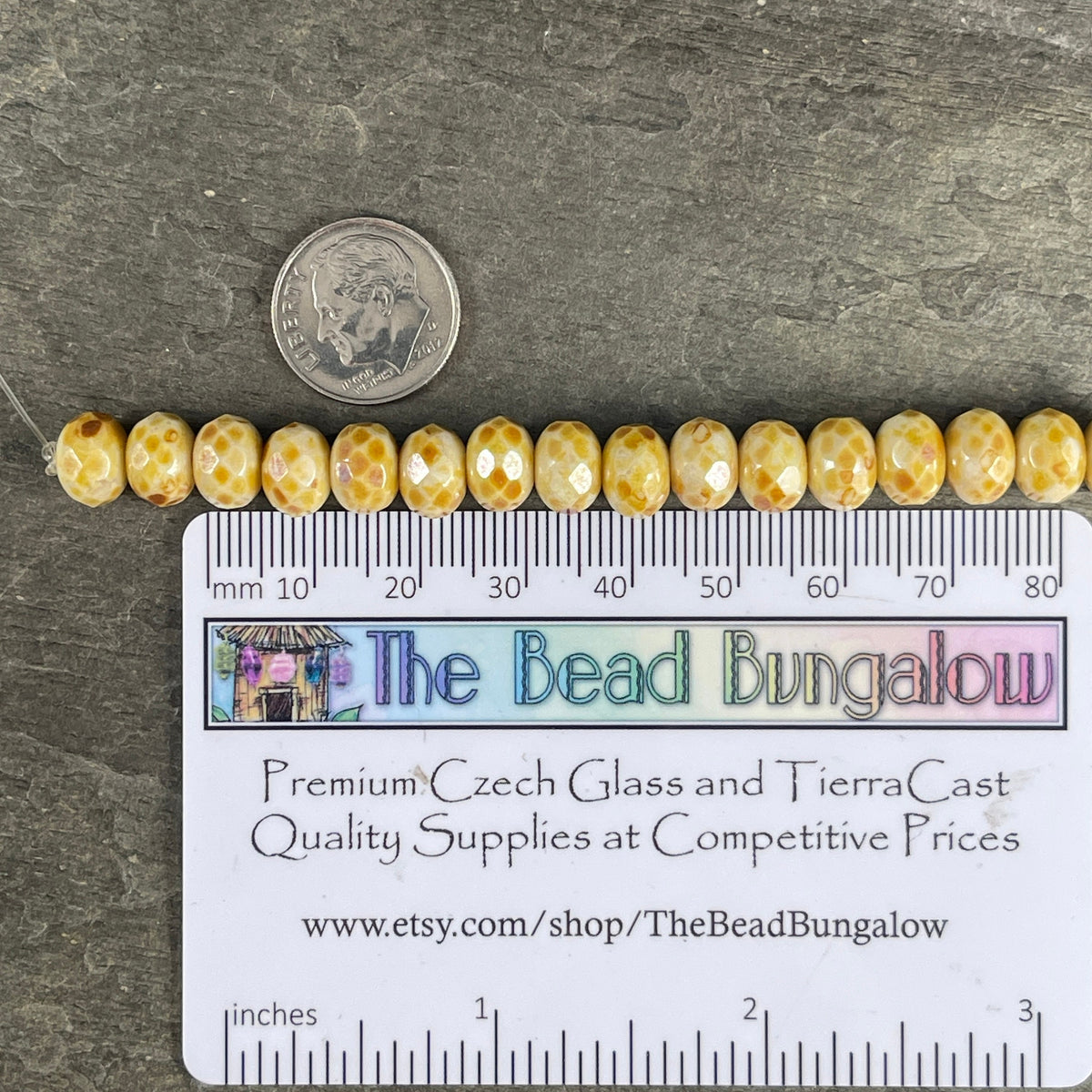 Czech Glass Beads - Beige Picasso Beads, Alabaster Beige with Travertine Picasso, 8x6mm Faceted Rondelles (Donut110) * Qty. 16