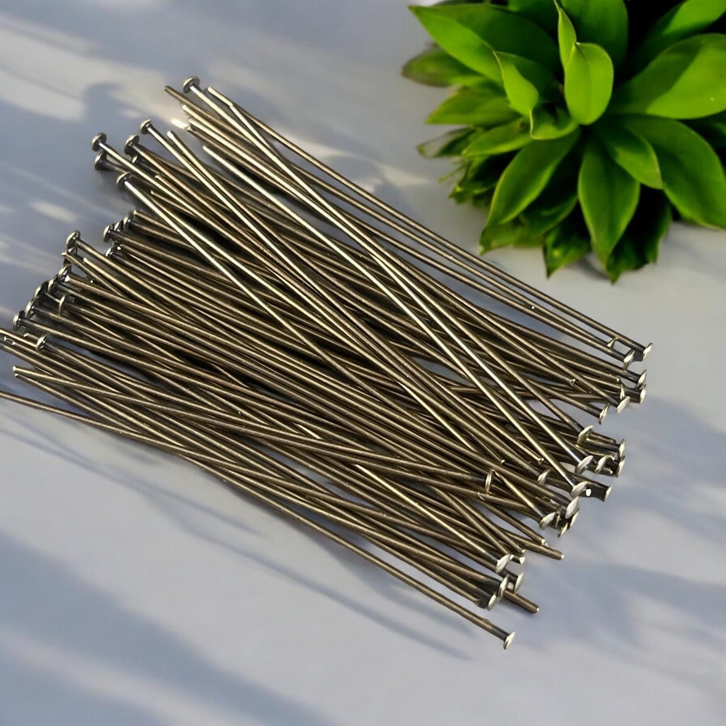 Antiqued Brass Headpins, 2" Bronze Head Pins, 21g Flat Head Pins (5410) * Qty. 100
