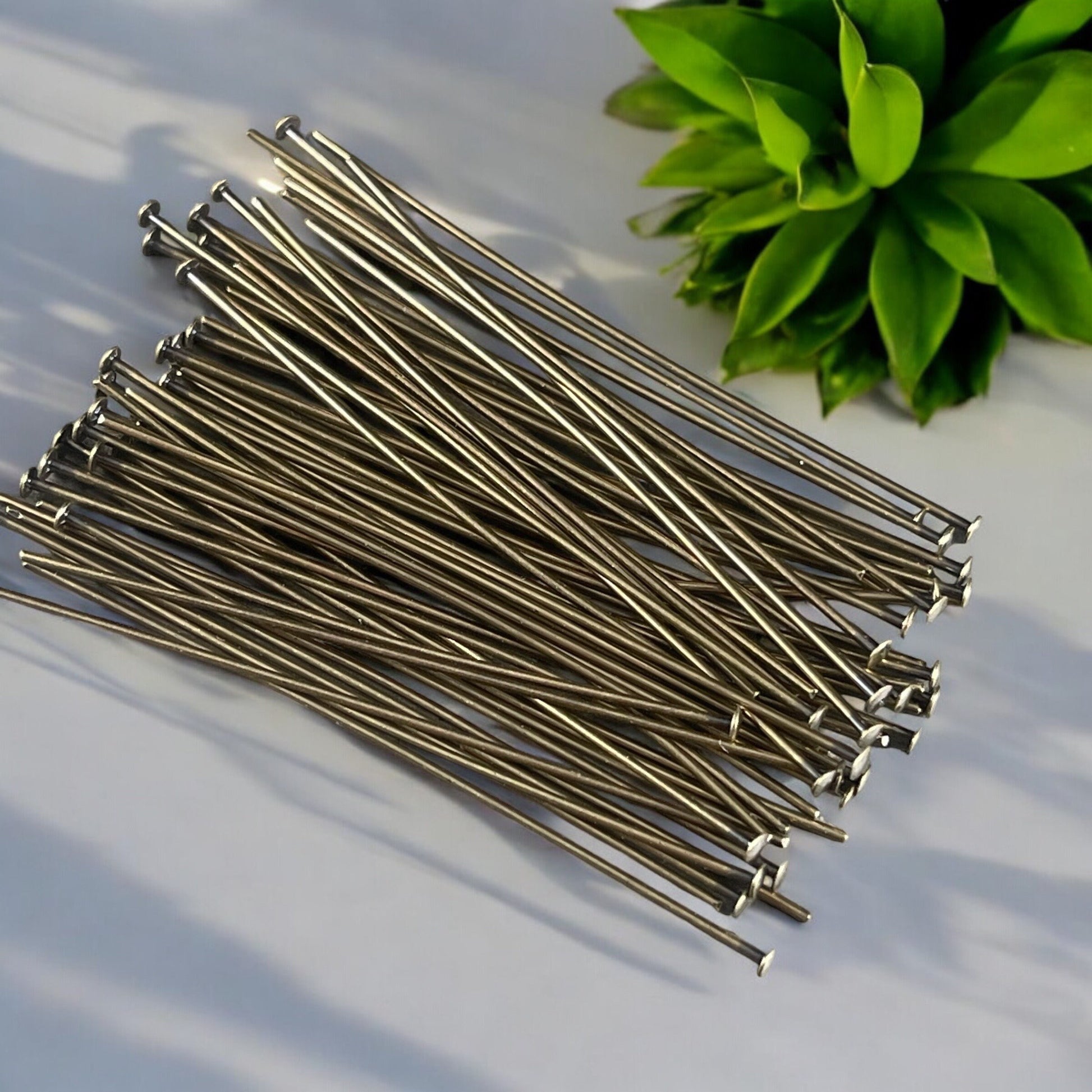 Antiqued Brass Headpins, 2" Bronze Head Pins, 21g Flat Head Pins (5410) * Qty. 100
