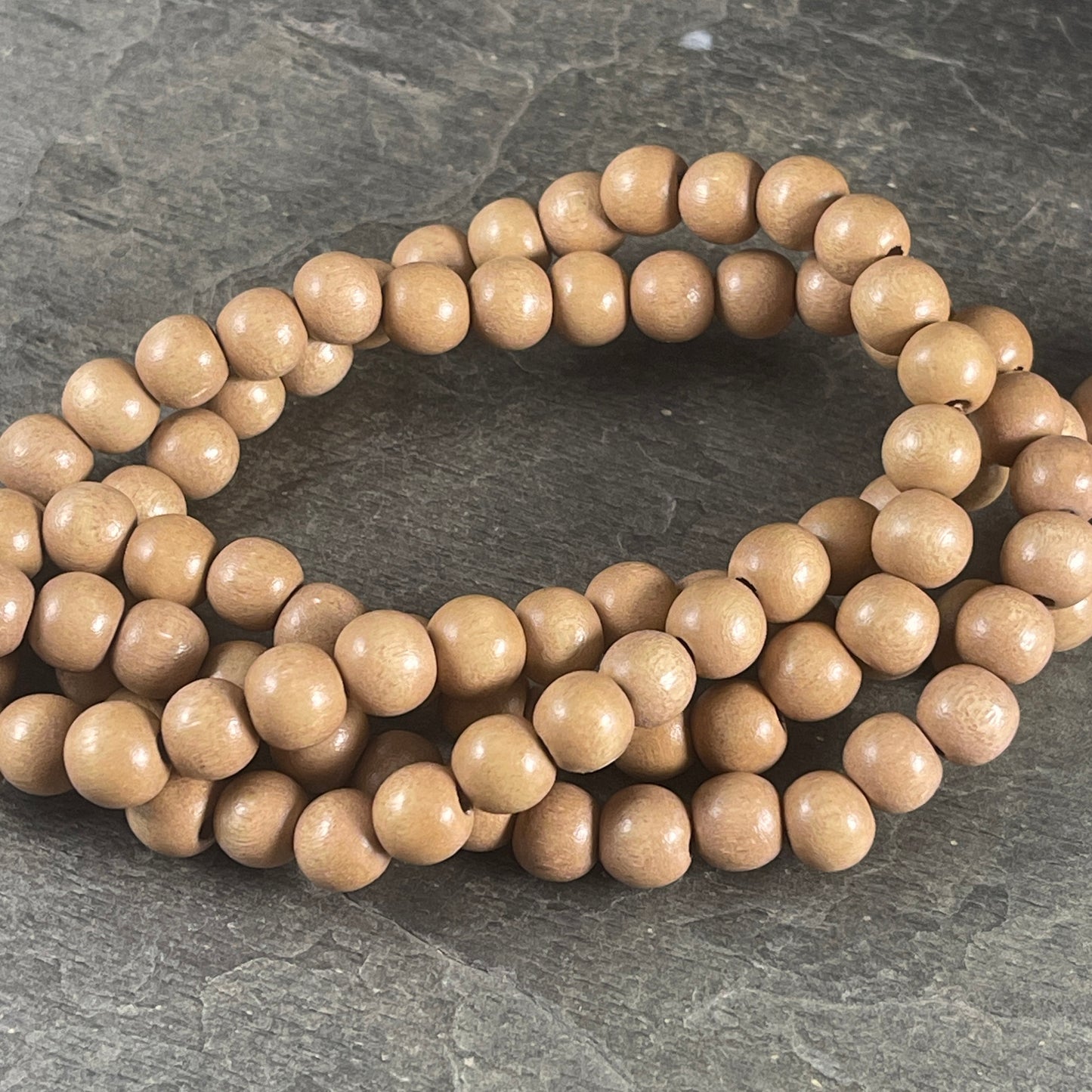 8mm Round Wooden Beads, Lightweight Tan Mala Beads, Camel Brown Beads (1872NB) * 16" Strand