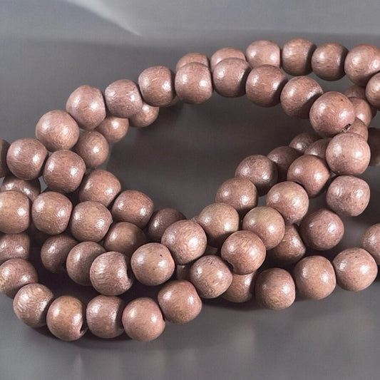 8mm Round Wooden Beads, Milk Chocolate Brown Beads Lightweight Mala Beads (9466v2) * 16" Strand