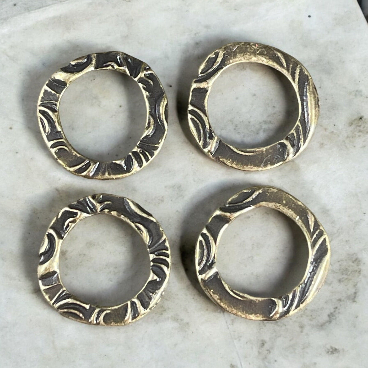 TierraCast Brass Dulce Vida Flora 5/8" Organic Shaped Linking Ring, Antiqued Brass (PF/700-57) * Qty. 4