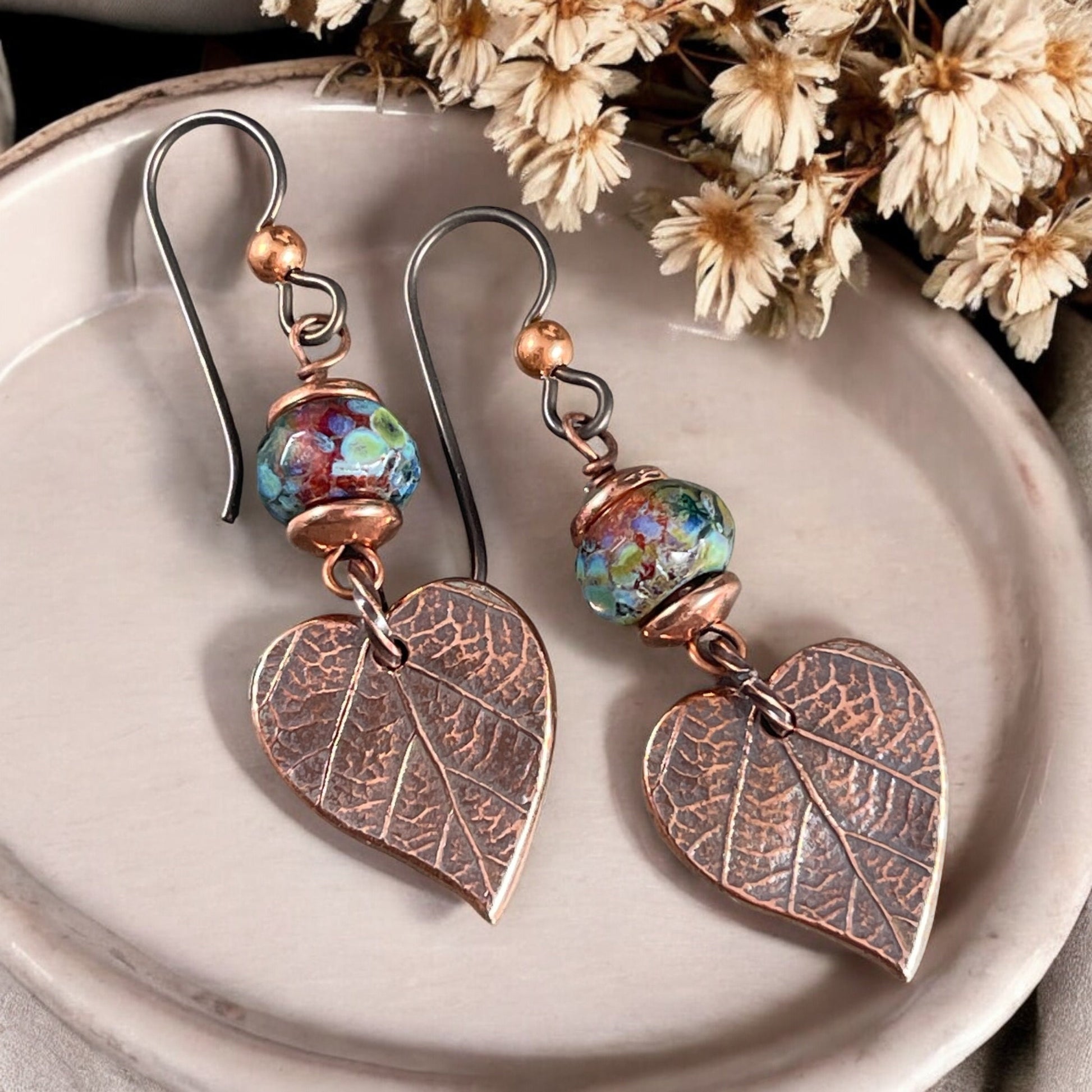 TierraCast Heart Leaf Charms, Nature Theme Antiqued Copper Ivy Leaf, Earring Charms (PF/631-87) * Qty. 4