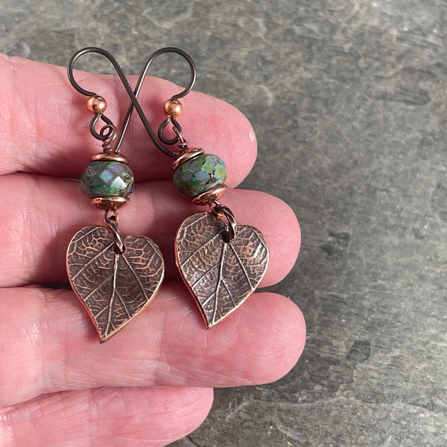 TierraCast Heart Leaf Charms, Nature Theme Antiqued Copper Ivy Leaf, Earring Charms (PF/631-87) * Qty. 4