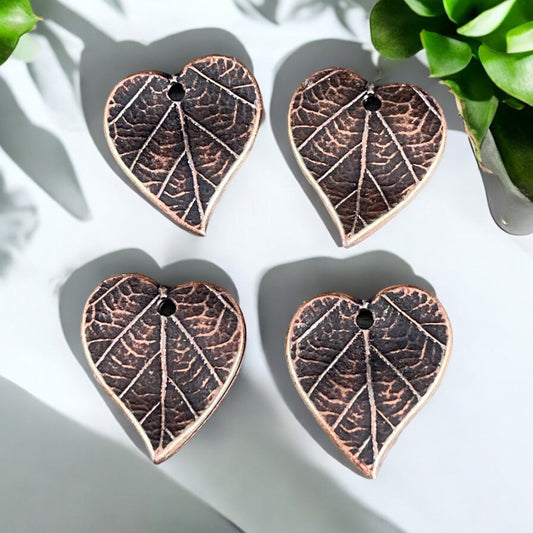 TierraCast Heart Leaf Charms, Nature Theme Antiqued Copper Ivy Leaf, Earring Charms (PF/631-87) * Qty. 4