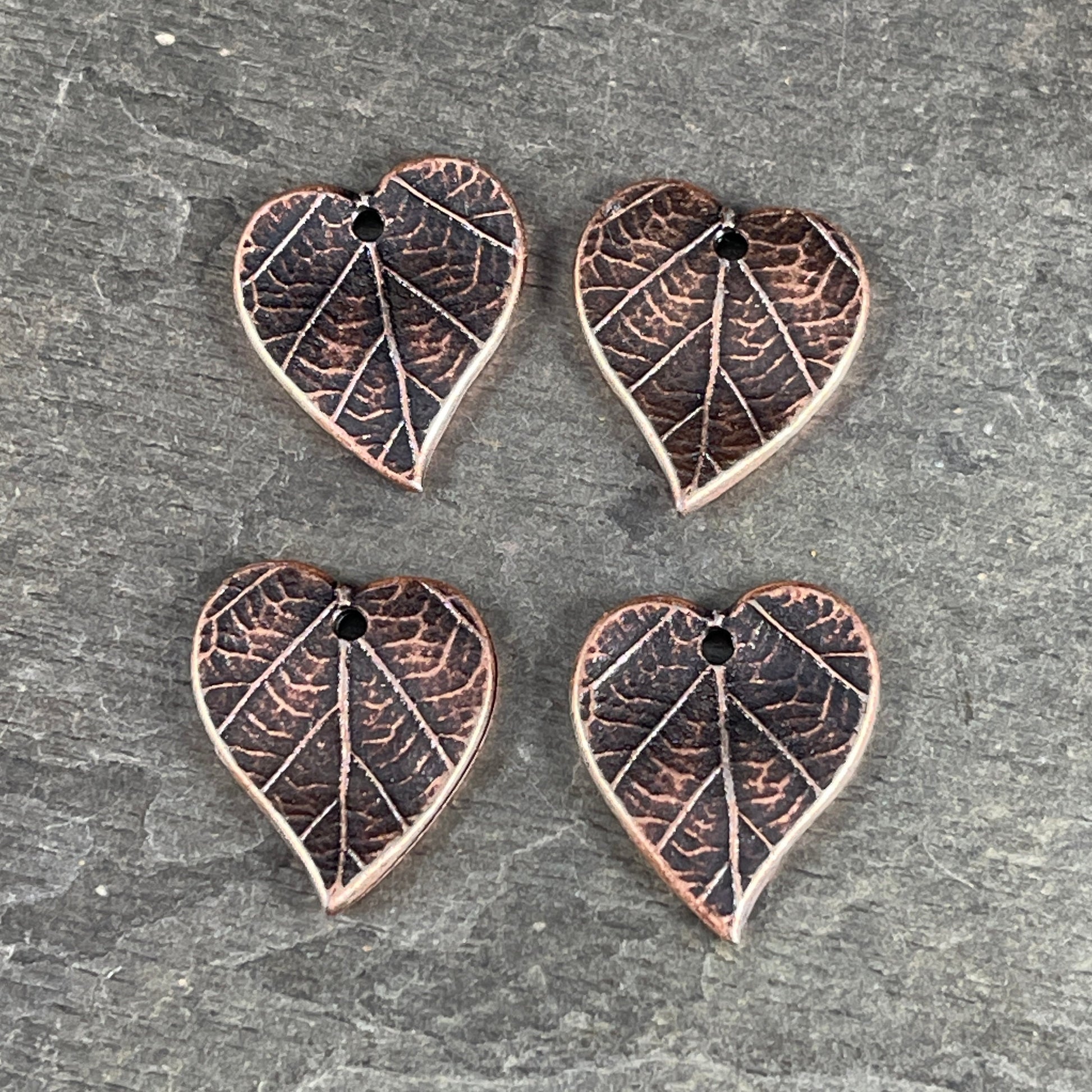 TierraCast Heart Leaf Charms, Nature Theme Antiqued Copper Ivy Leaf, Earring Charms (PF/631-87) * Qty. 4