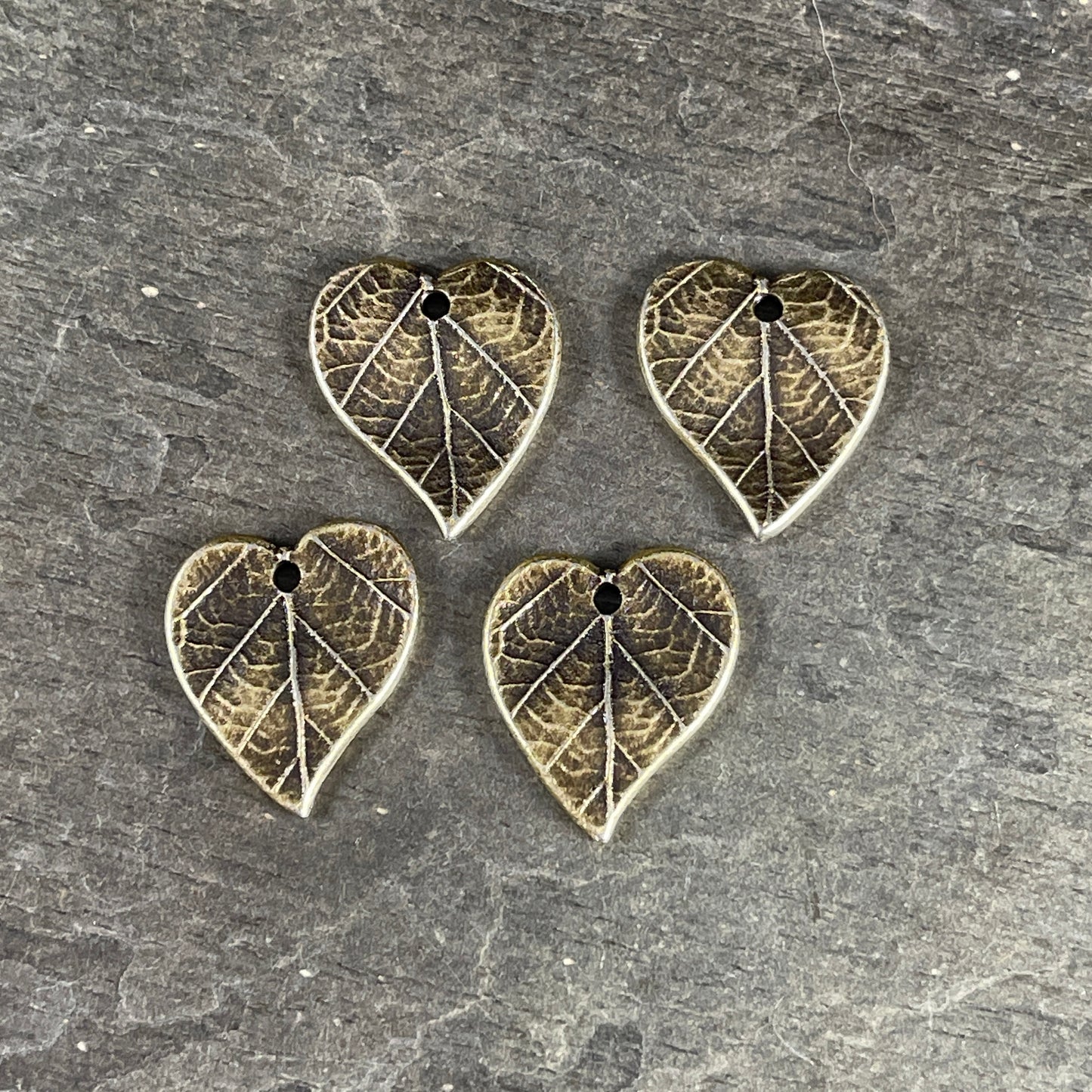 TierraCast Heart Leaf Charms, Nature Theme Antiqued Brass Ivy Leaf, Earring Charms (PF/631-57) * Qty. 4