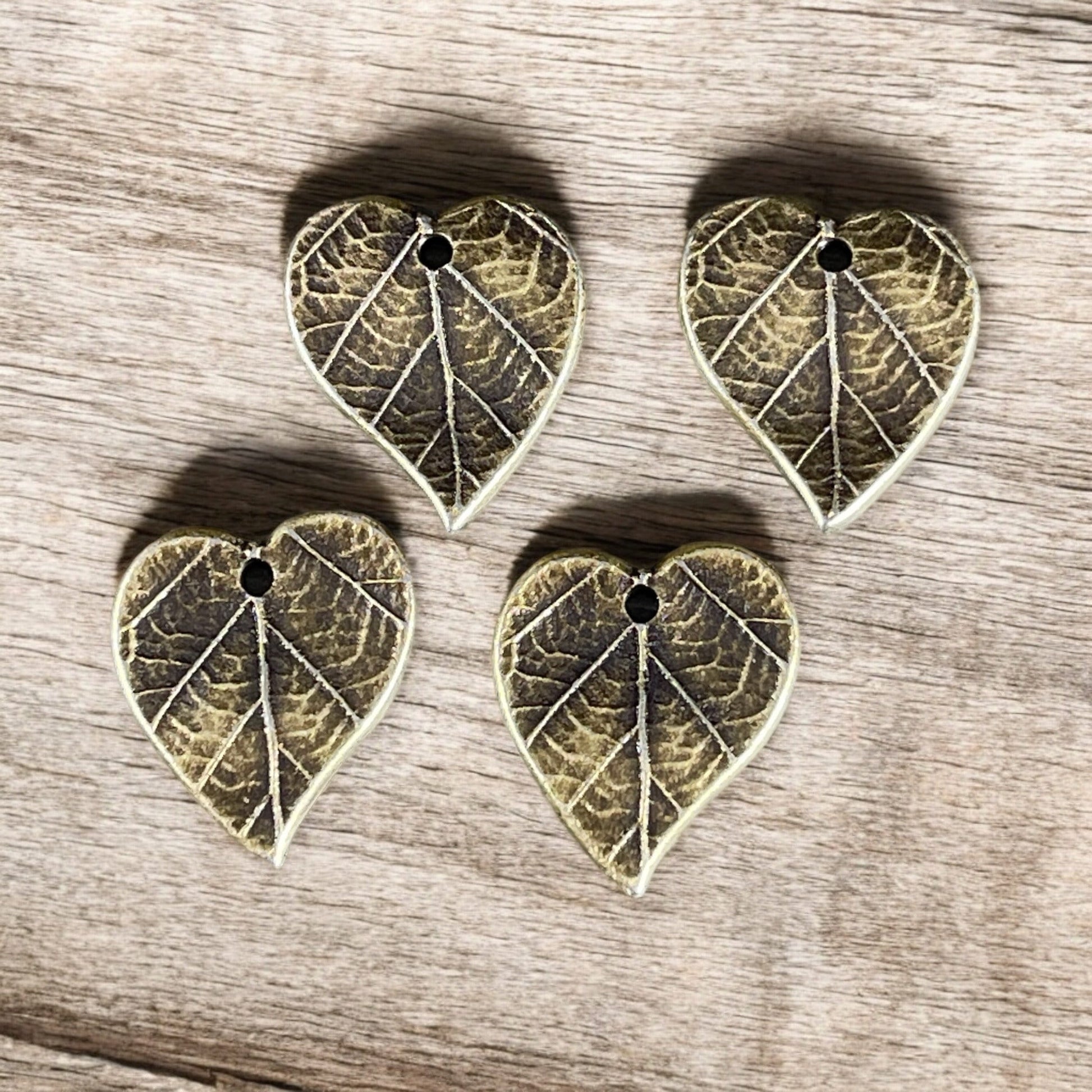 TierraCast Heart Leaf Charms, Nature Theme Antiqued Brass Ivy Leaf, Earring Charms (PF/631-57) * Qty. 4