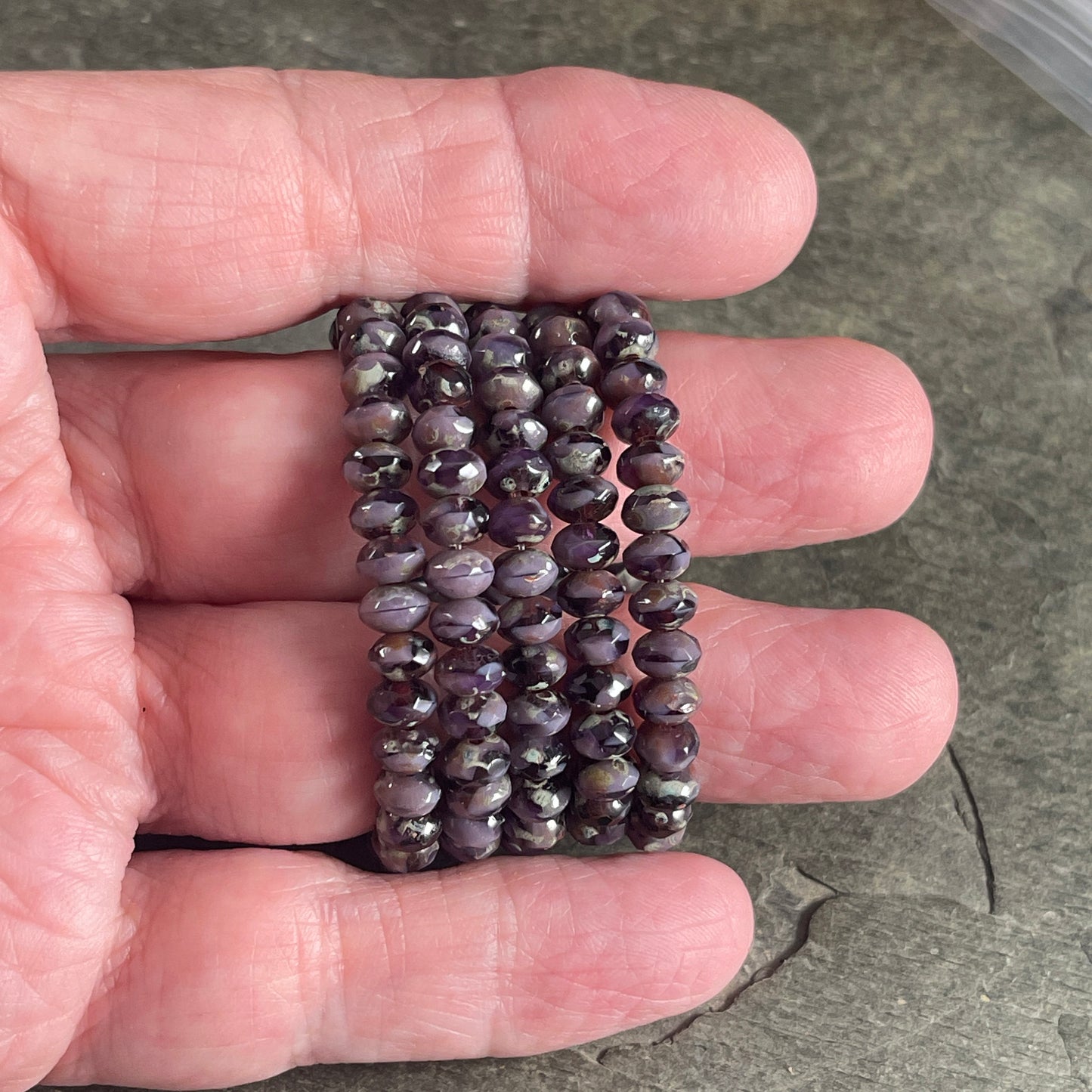 Purple Czech Glass Beads, 5x3mm Faceted Rondelles, Two-tone Purple with Rustic Picasso (R5/N-1358v2) * Qty. 30