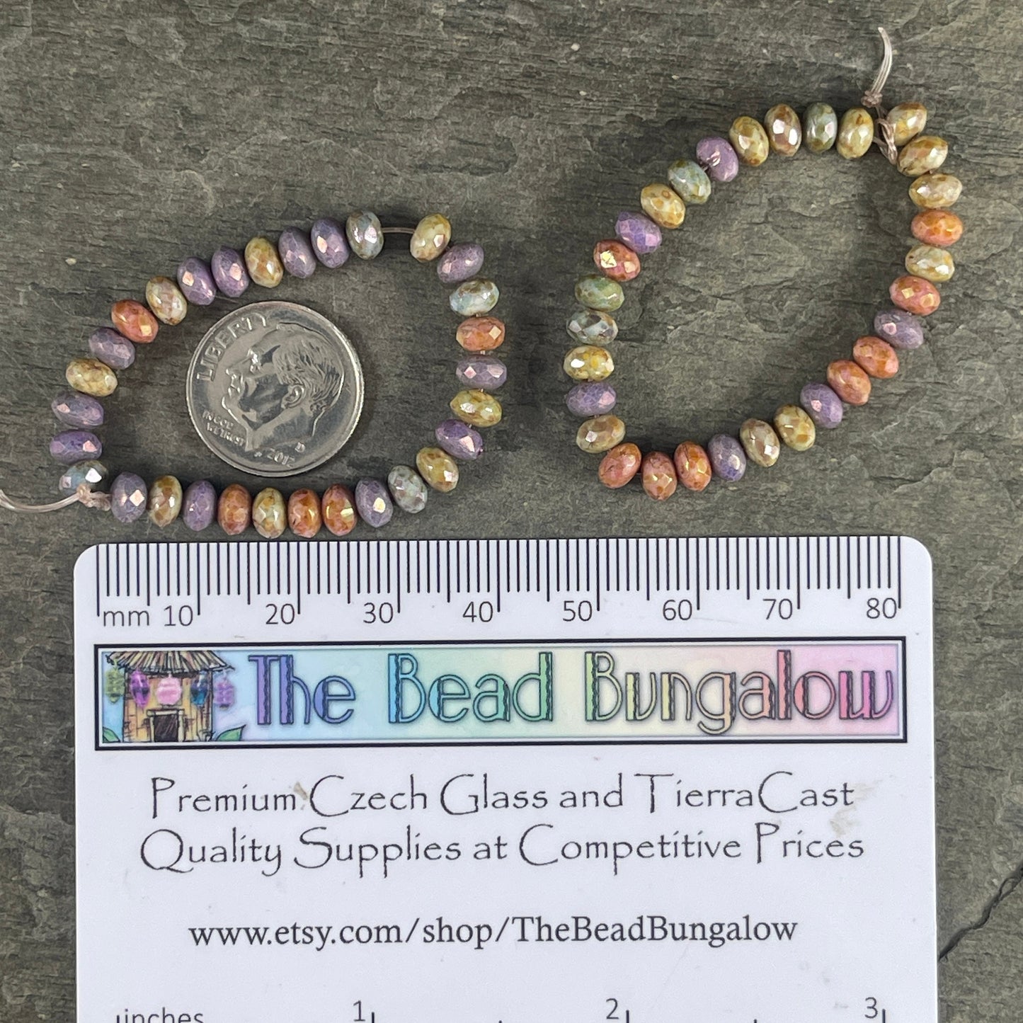 Multi-Colored Faceted Rondelles, 5x3mm Czech Glass Beads, Purple, Sage Green, Rose Gold, Slate Blue Bead Assortment (R5/N-0996) * Qty 30