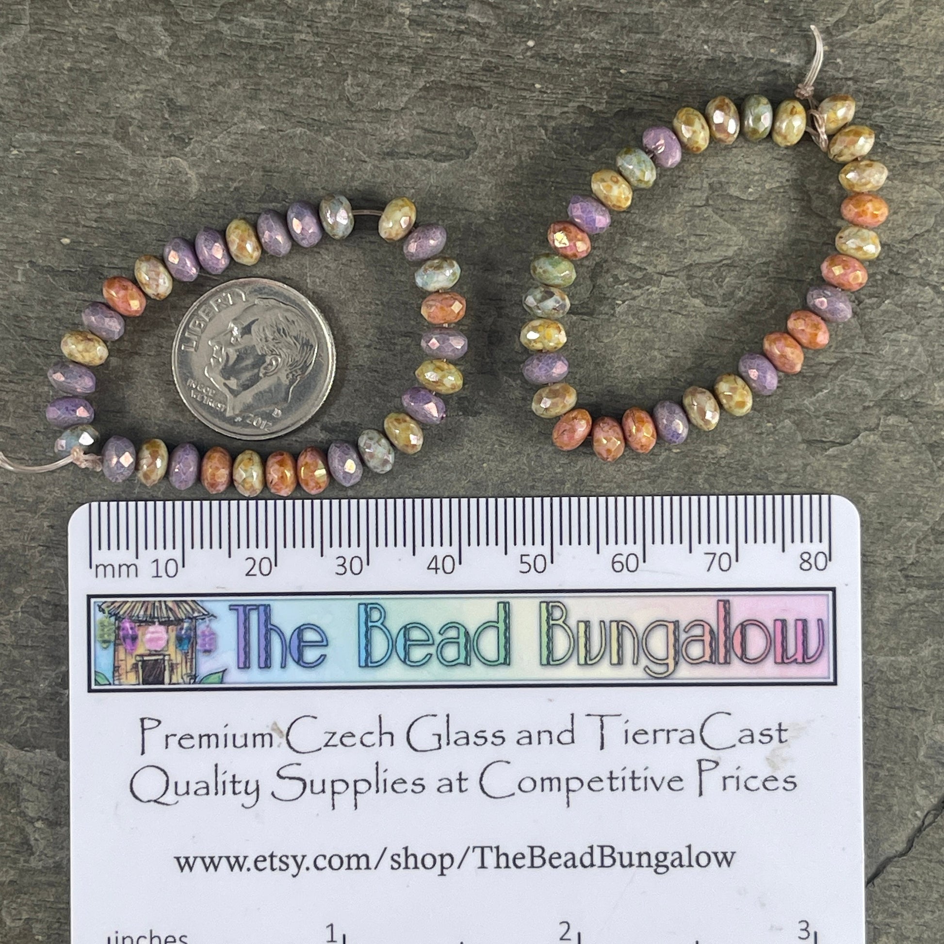 Multi-Colored Faceted Rondelles, 5x3mm Czech Glass Beads, Purple, Sage Green, Rose Gold, Slate Blue Bead Assortment (R5/N-0996) * Qty 30