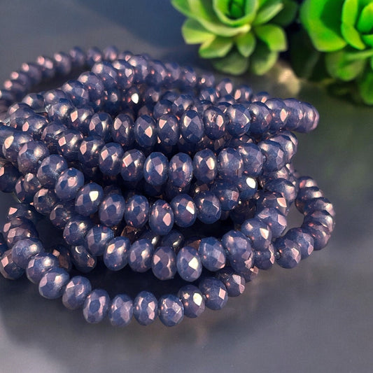 Czech Beads - 5x3mm Faceted Rondelles, Indigo Purple Luster (R5/N-0200) * 30 Beads