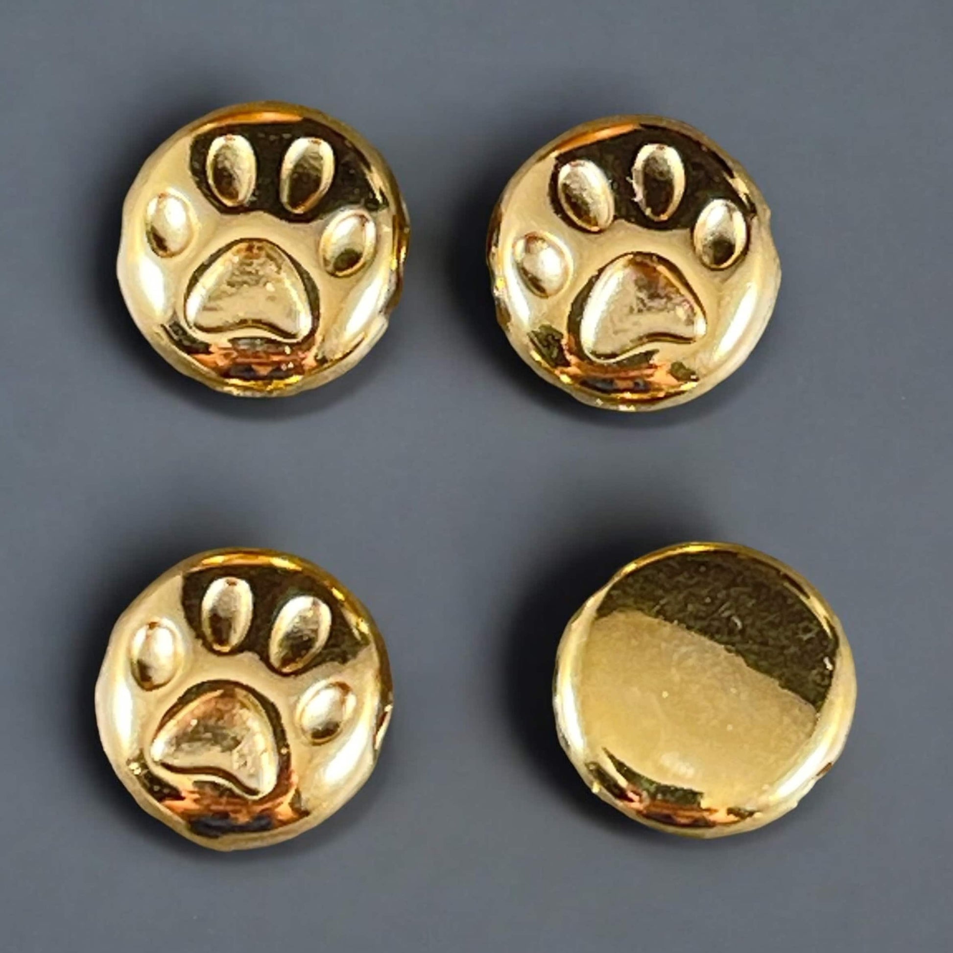 Paw Print Bead - 10mm Bead with Paw Print Design, 24k Gold Plated (PF/12052-12) * Qty. 4