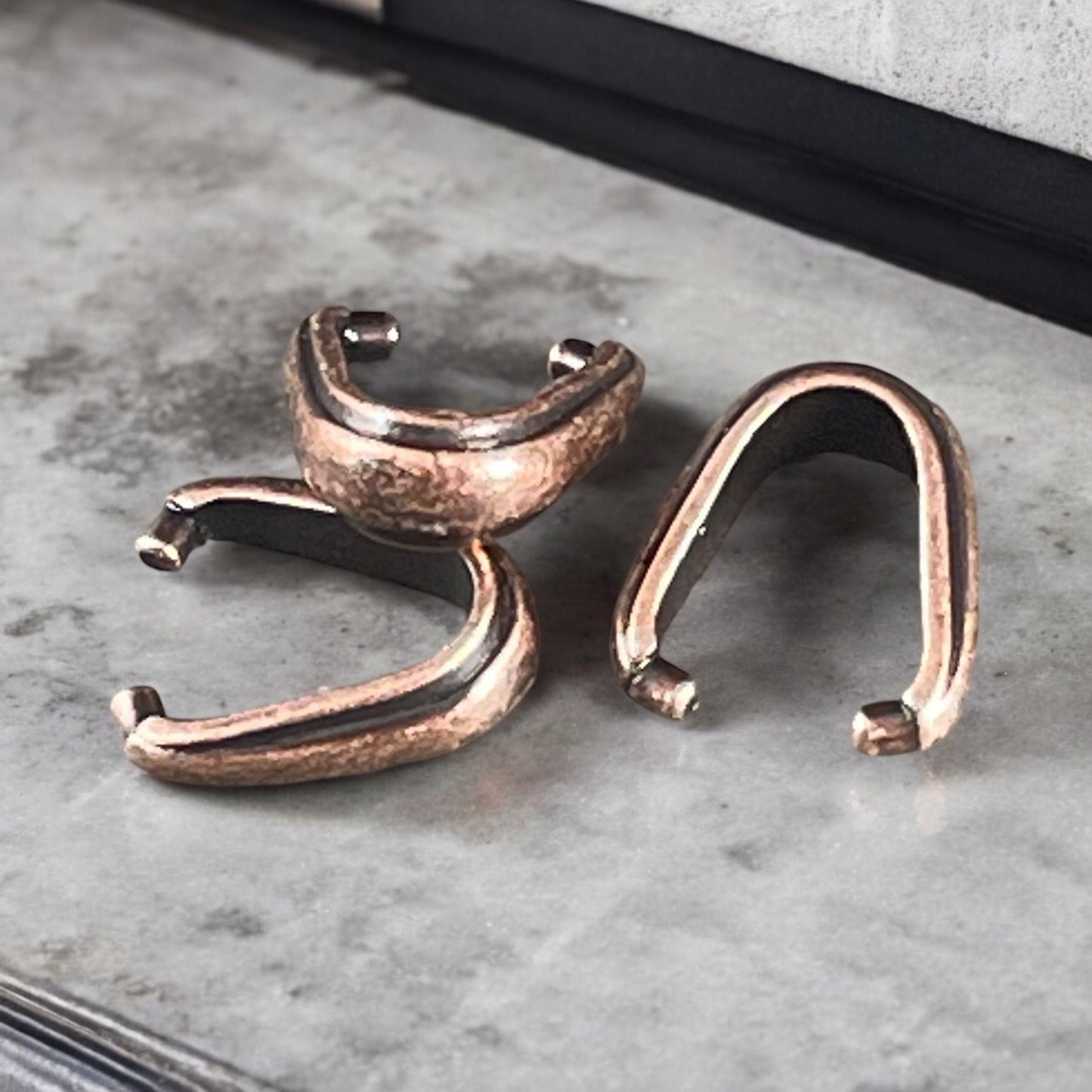 TierraCast 12mm Nouveau Pinch Bail, Antiqued Copper Plated Pewter (PF/876-87) * Qty. 4
