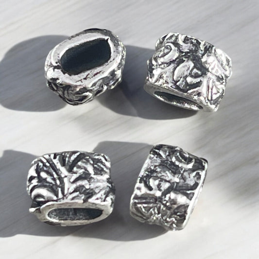 TierraCast Crimpable Large Hole Bead, Antiqued Silver Plated (PF/887-77) * Qty. 4
