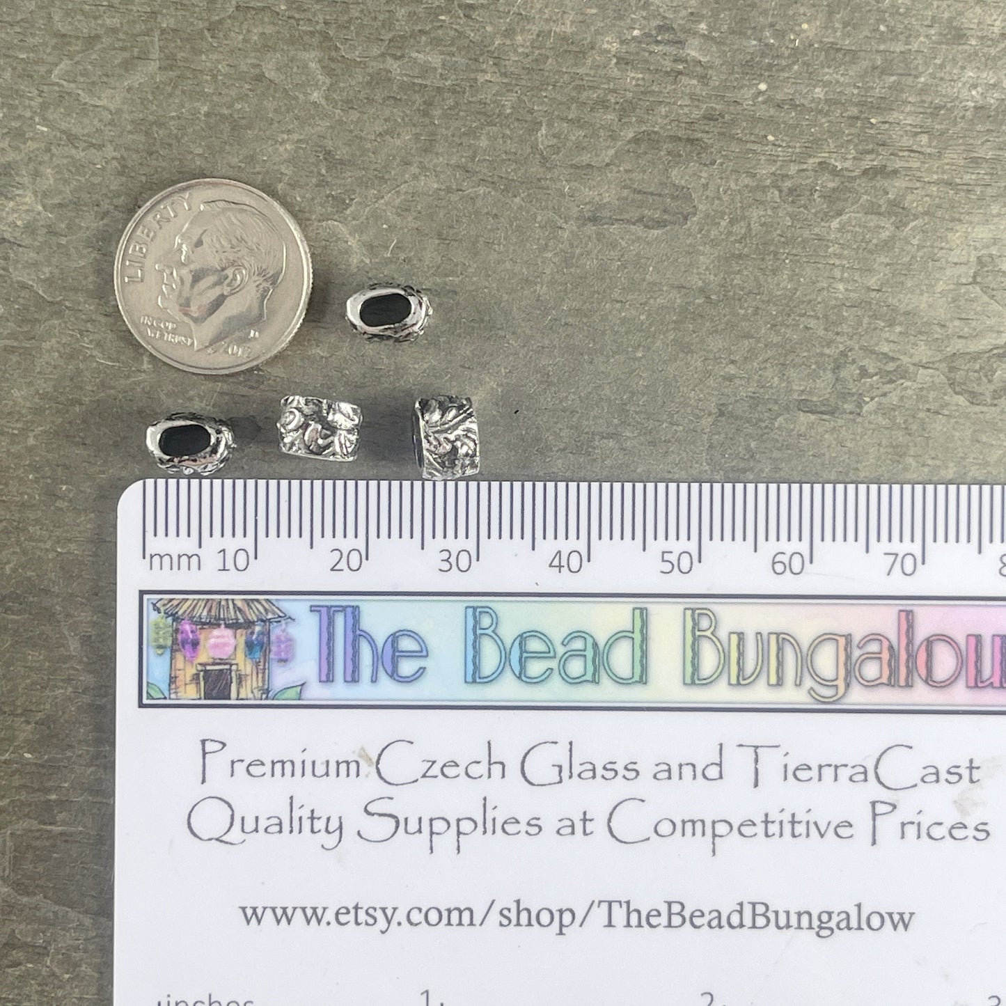 TierraCast Crimpable Large Hole Bead, Antiqued Silver Plated (PF/887-77) * Qty. 4