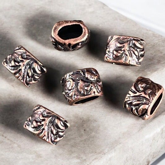 TierraCast Large Hole Crimpable Beads, Antiqued Copper Oval Spacer, Jardin Collection, Floral Theme PF/887-87) * BULK BAG - Qty. 20