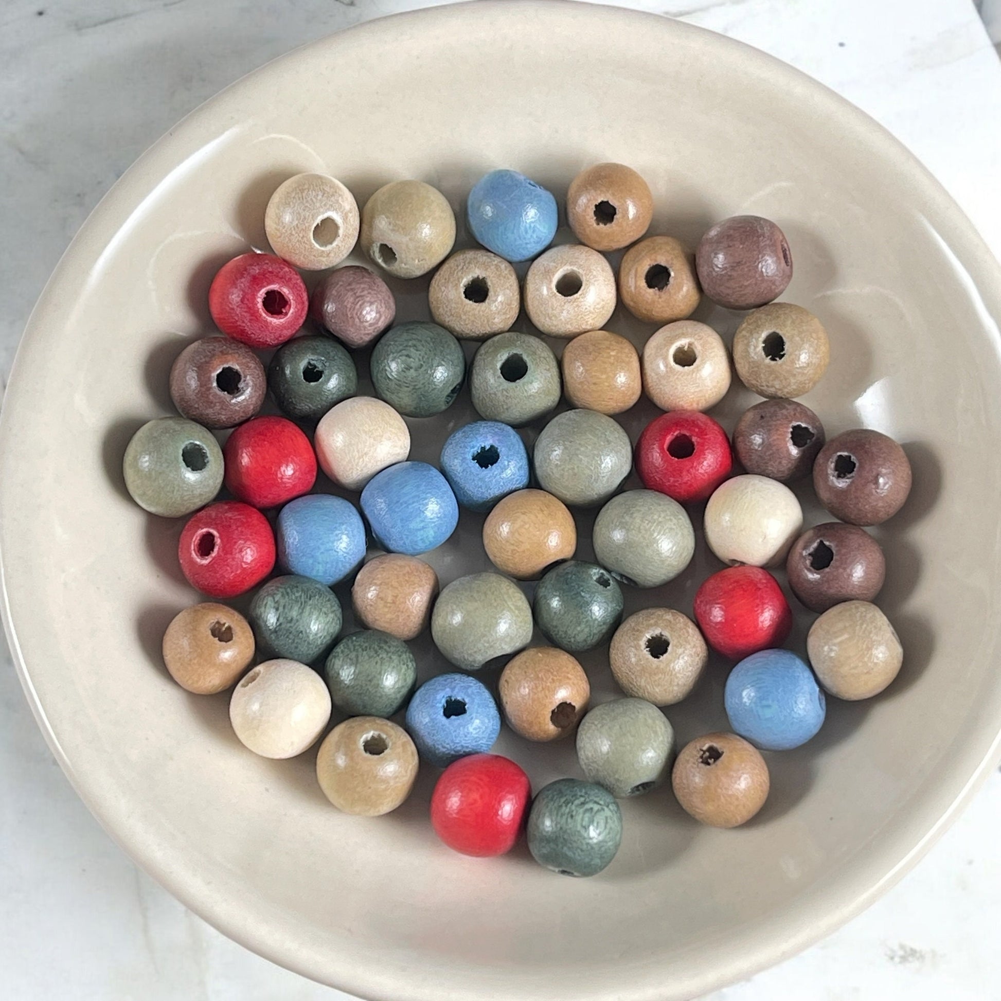 8mm Round Wooden Bead Custom Mix, Gray/Green, Tan, Beige, Light Gray and Off-White, Lightweight Wooden Beads * 40 Beads