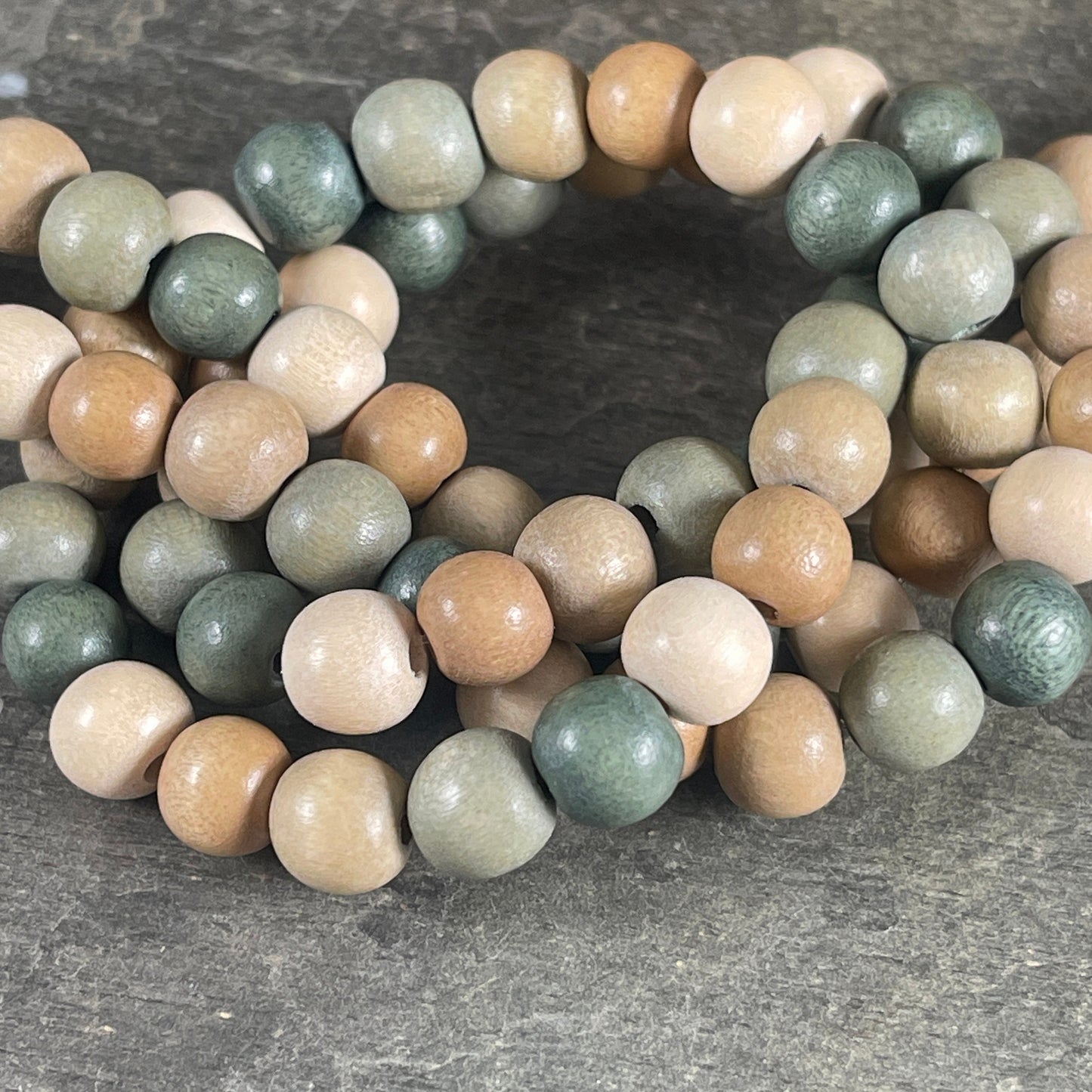 8mm Round Wooden Bead Custom Mix, Gray/Green, Tan, Beige, Light Gray and Off-White, Lightweight Wooden Beads * 40 Beads