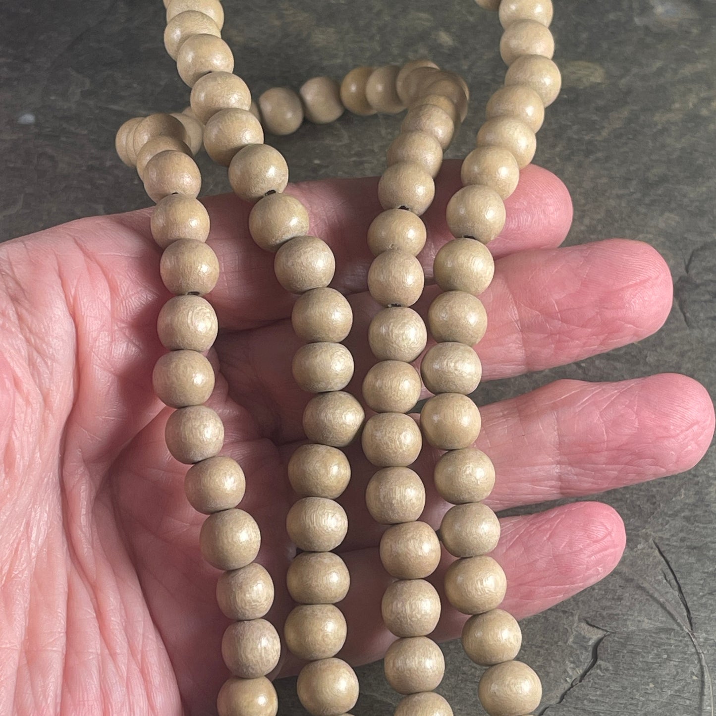 8mm Round Wooden Beads, Natural Light Wood Color Beads, Lightweight Wooden Beads, Beige Wood Beads (9459) * 16" Strand