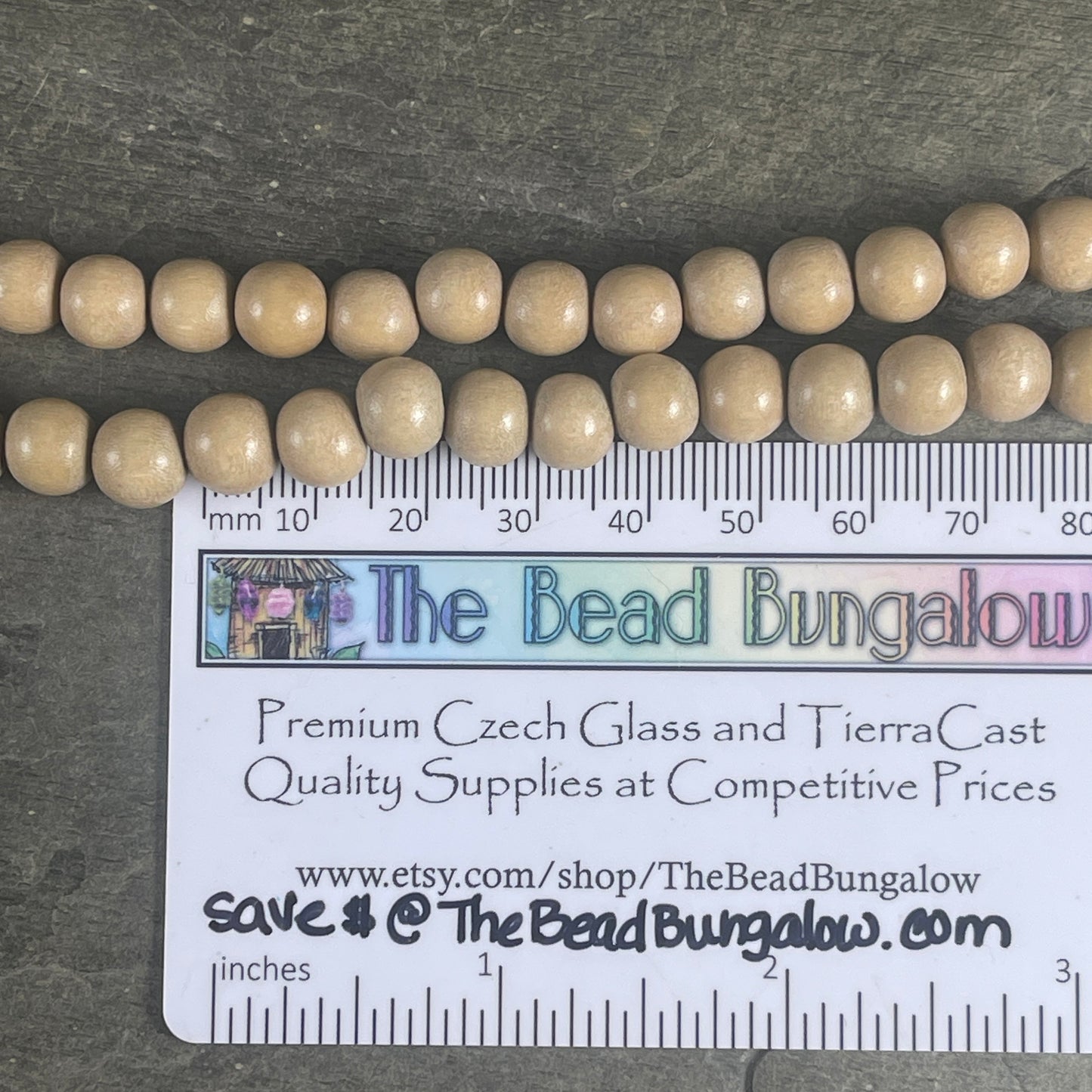 8mm Round Wooden Beads, Natural Light Wood Color Beads, Lightweight Wooden Beads, Beige Wood Beads (9459) * 16" Strand