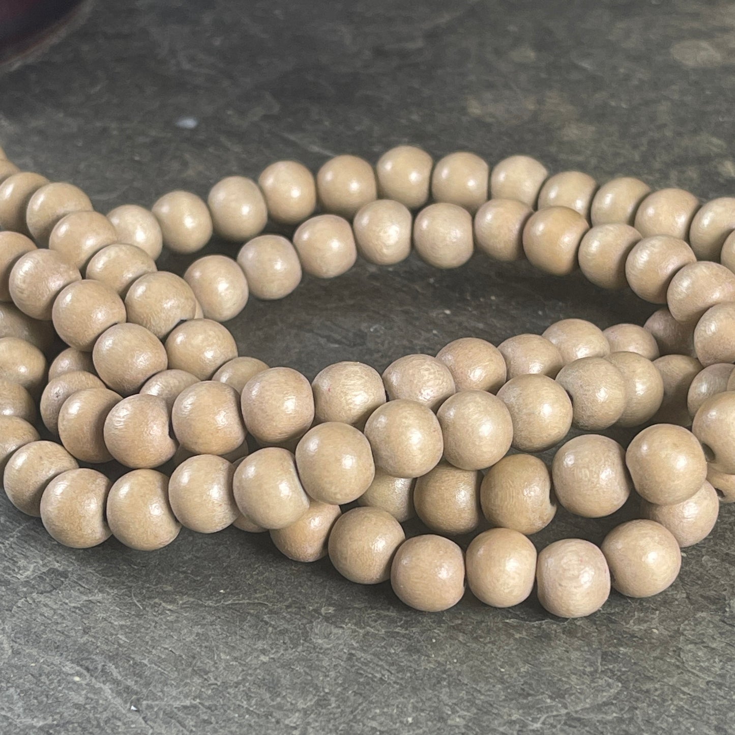 8mm Round Wooden Beads, Natural Light Wood Color Beads, Lightweight Wooden Beads, Beige Wood Beads (9459) * 16" Strand