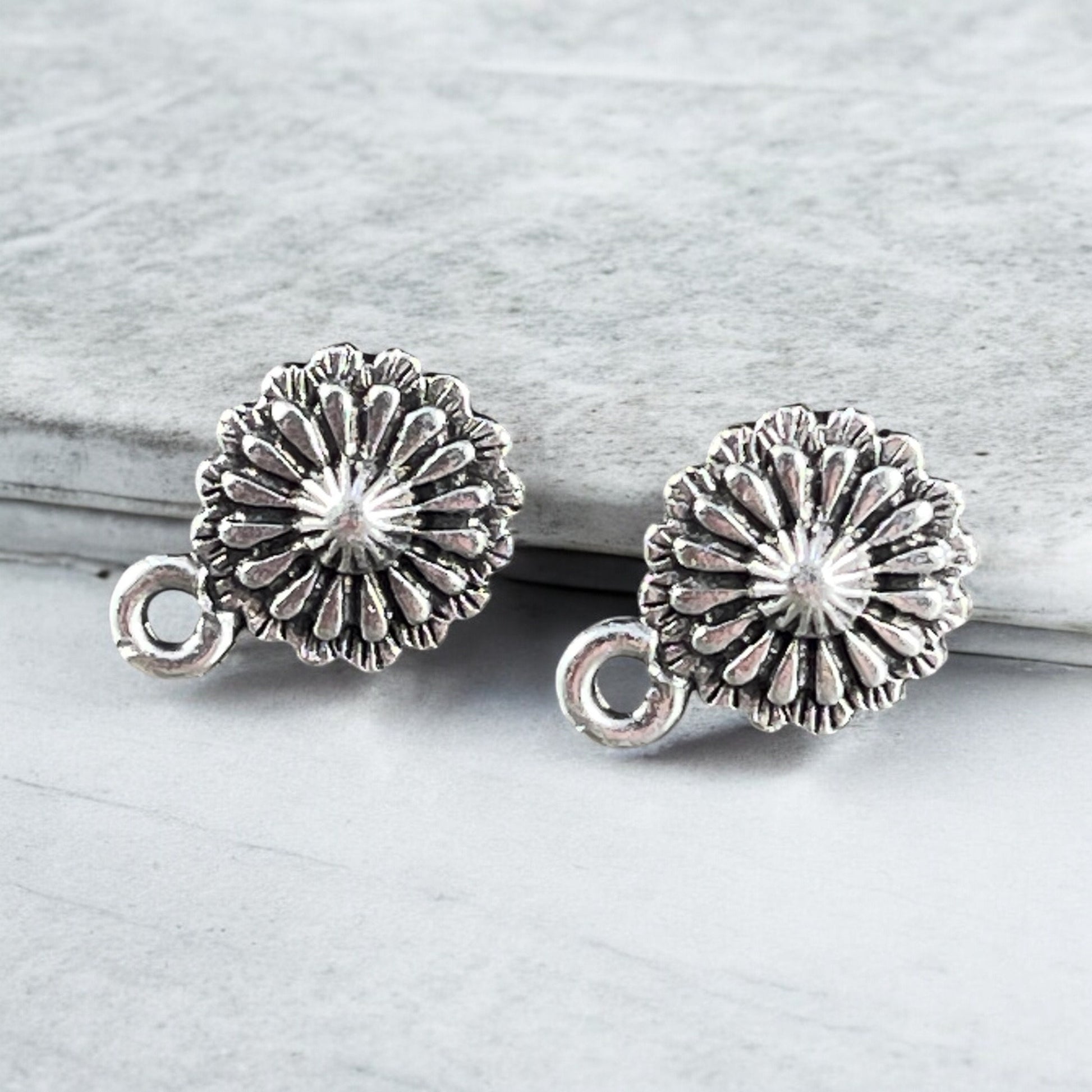 TierraCast 10.2mm Concho Post Earring, Antiqued Silver with Titanium Post (PF/427-77) * Qty. 4