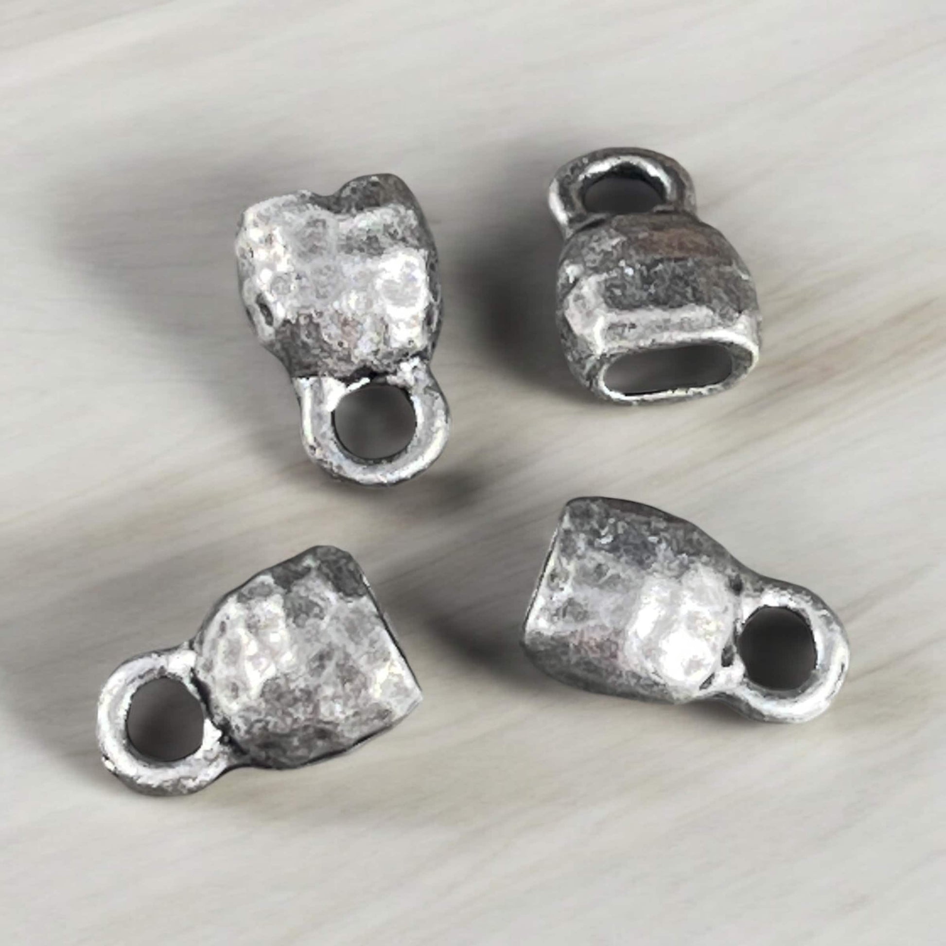 TierraCast Antiqued Pewter Crimpable End Caps, Hammered Texture End Caps for Leather Cords (PF/923-04) * BULK BAG - Qty. 20