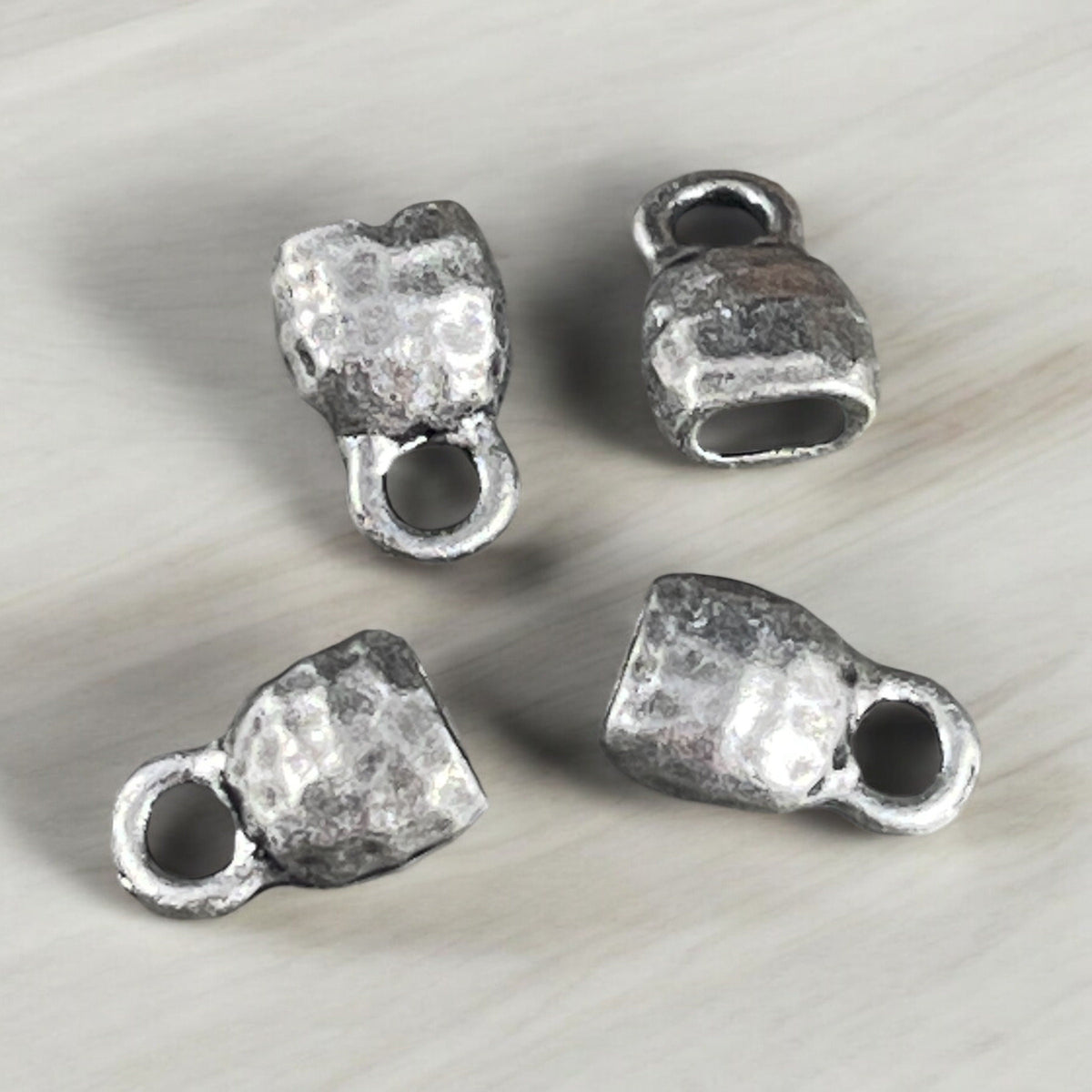 TierraCast Crimpable End Caps, Hammered Texture for Leather Cords, Antiqued Pewter (PF/923-04) * BULK BAG * Qty. 20