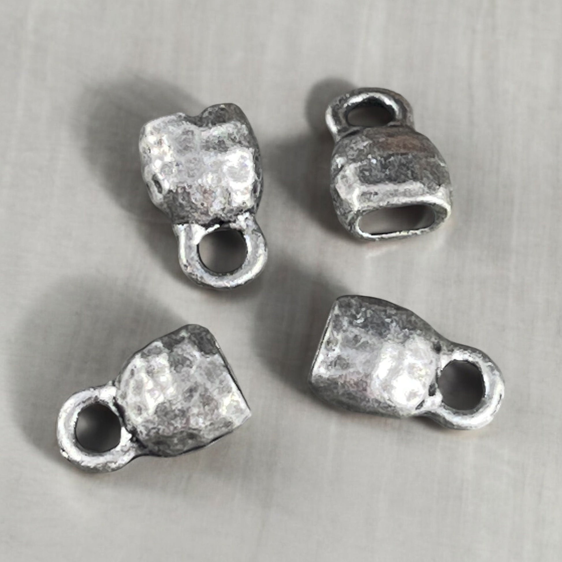 TierraCast Antiqued Pewter Crimpable End Caps, Hammered Texture End Caps for Leather Cords (PF/923-04) * BULK BAG - Qty. 20