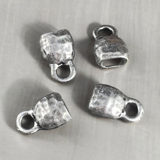 TierraCast Crimpable End Caps, Hammered Texture for Leather Cords, Antiqued Pewter (PF/923-04) * BULK BAG * Qty. 20