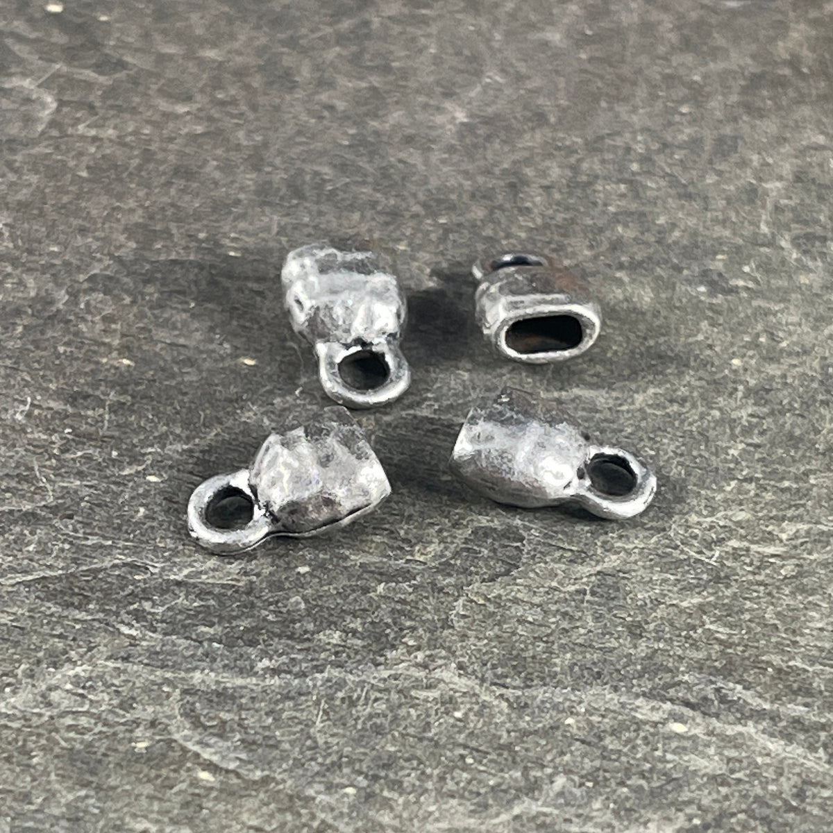 TierraCast Crimpable End Caps, Hammered Texture for Leather Cords, Antiqued Pewter (PF/923-04) * BULK BAG * Qty. 20