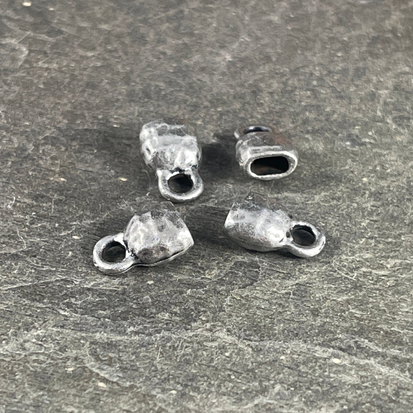 TierraCast Antiqued Pewter Crimpable End Caps, Hammered Texture End Caps for Leather Cords (PF/923-04) * BULK BAG - Qty. 20