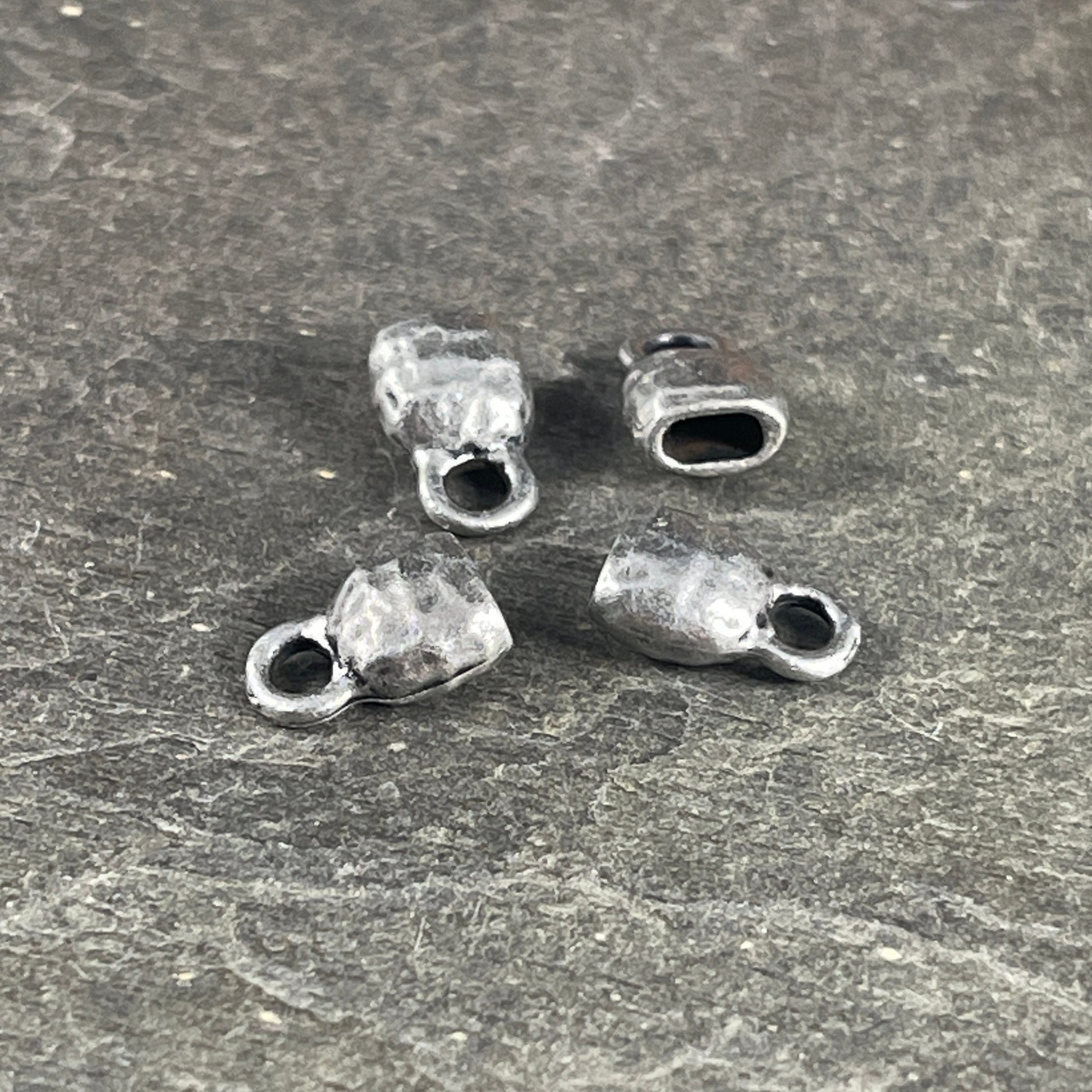 TierraCast Antiqued Pewter Crimpable End Caps, Hammered Texture End Caps for Leather Cords (PF/923-04) * BULK BAG - Qty. 20