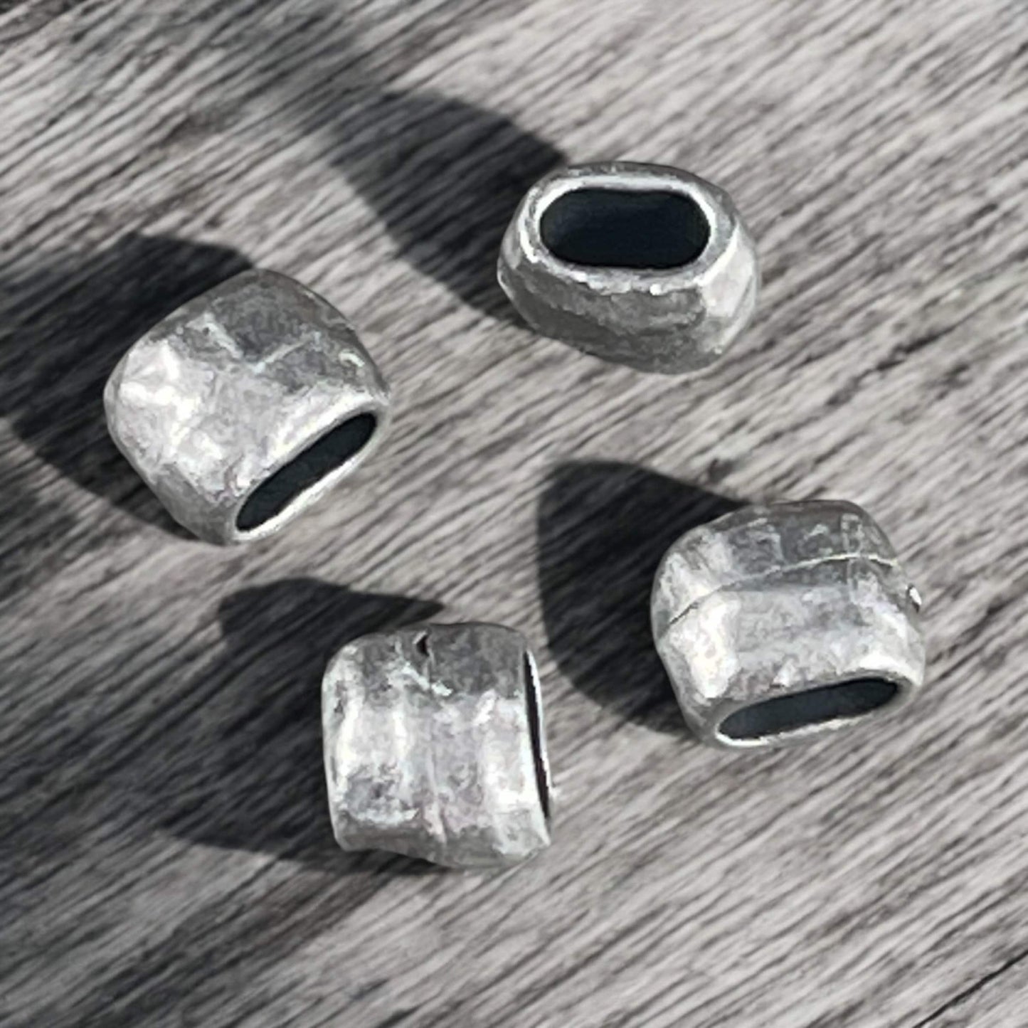 TierraCast Pewter Crimpable Bead, Large Hole Distressed 4x2mm Barrel Bead, Antiqued Pewter (PF/881-04) * BULK BAG * Qty. 20