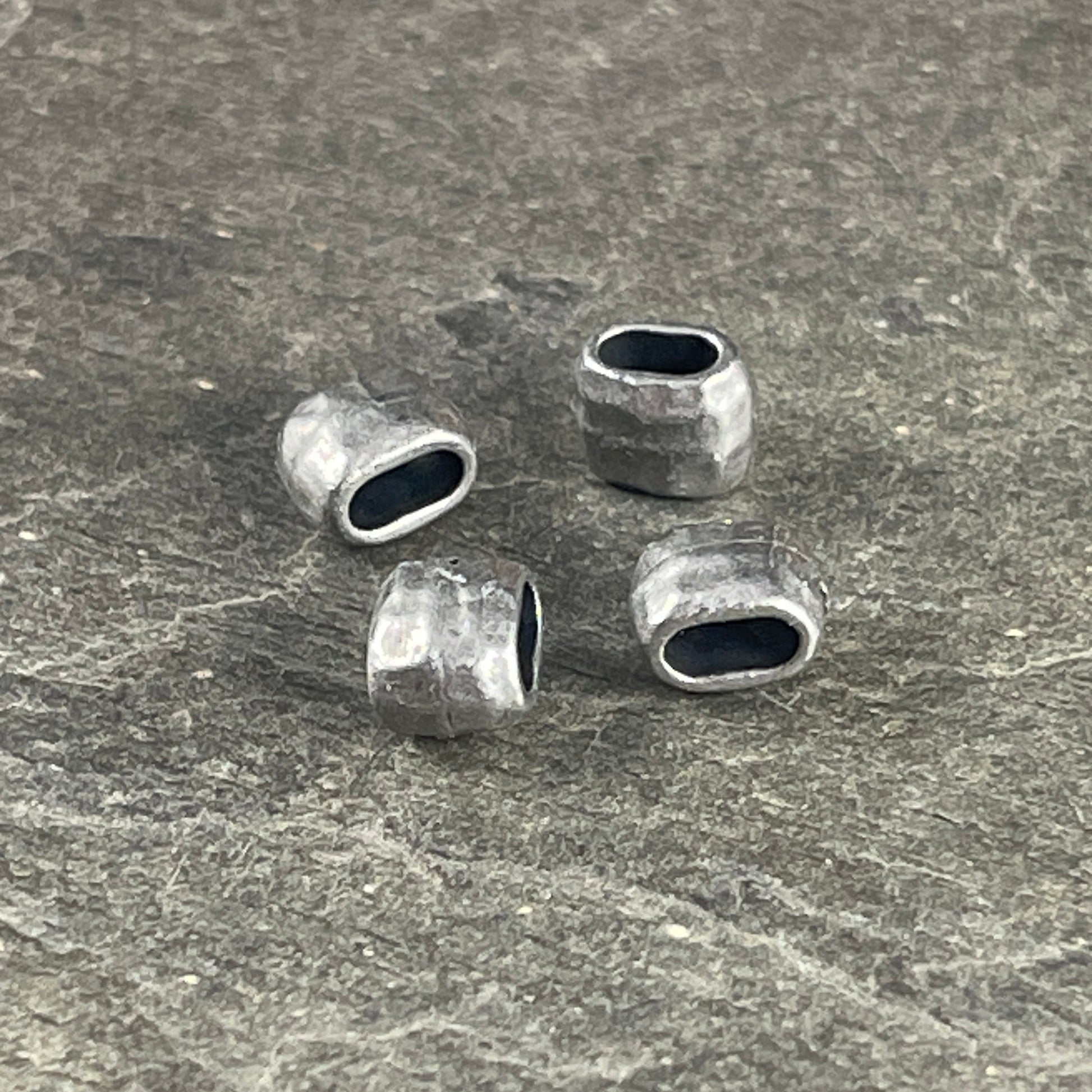 TierraCast Pewter Crimpable Bead, Large Hole Distressed 4x2mm Barrel Bead, Antiqued Pewter (PF/881-04) * BULK BAG * Qty. 20