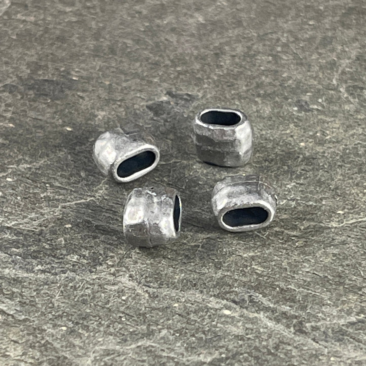 TierraCast Crimpable Bead, Distressed 4x2mm Barrel Bead, Large Hole, Antiqued Pewter (PF/881-04) * Qty. 5