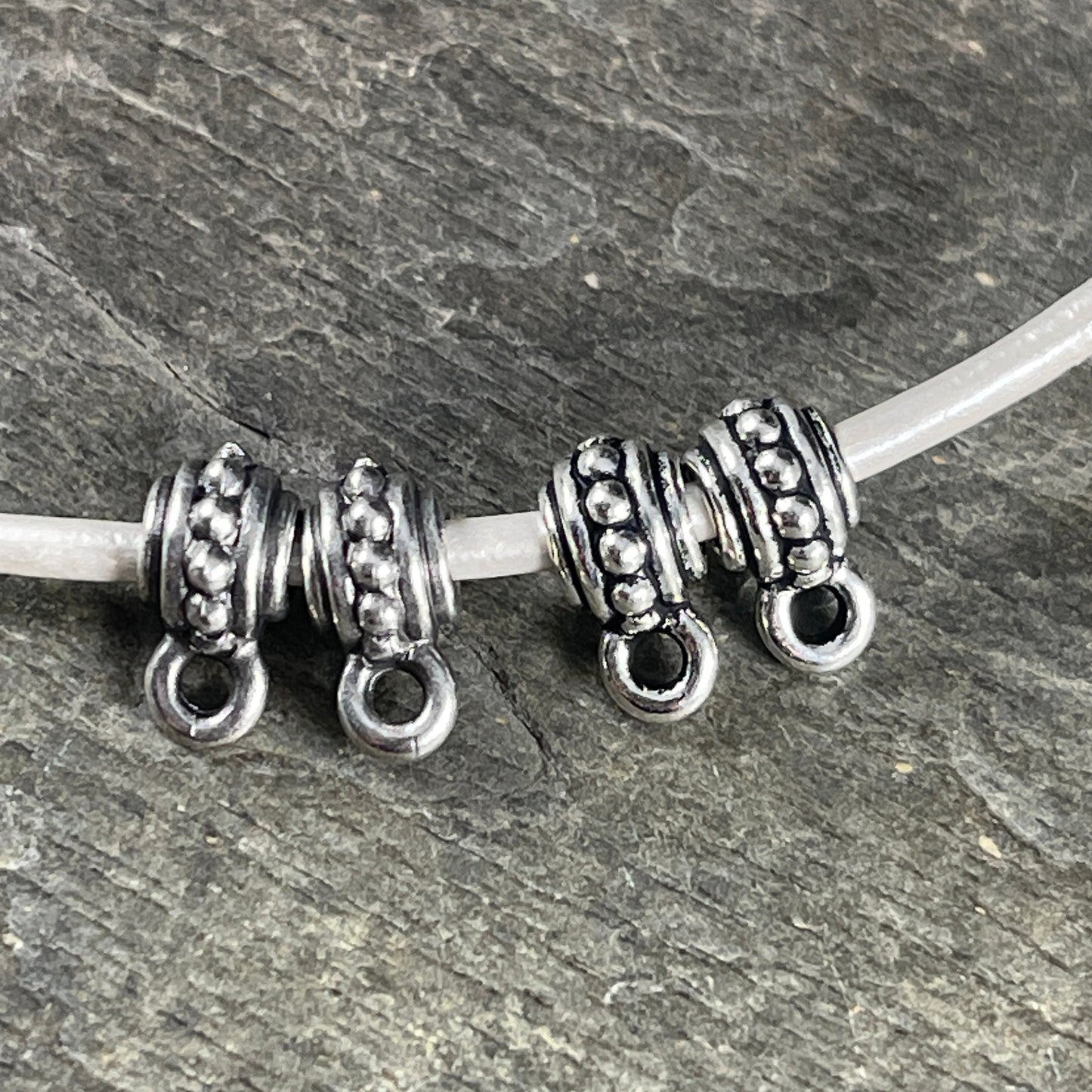 Bail Bead, TierraCast Bail, Antiqued Silver Bail Bead, Bail for Leather Cord, Charm Bracelet Bail, (PF/750-77) * Qty. 4