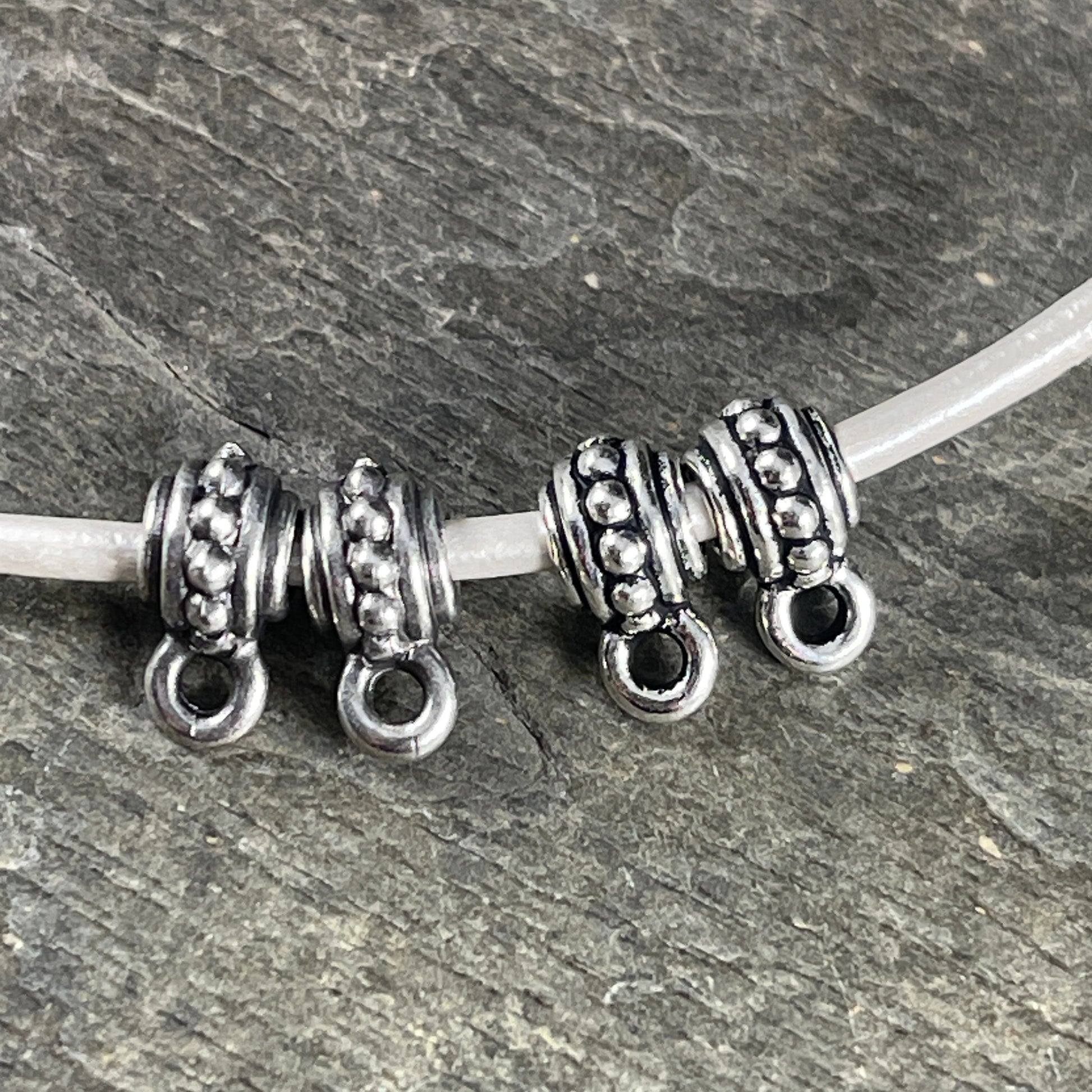 Bail Bead, TierraCast Bail, Antiqued Silver Bail Bead, Bail for Leather Cord, Charm Bracelet Bail, (PF/750-77) * Qty. 4