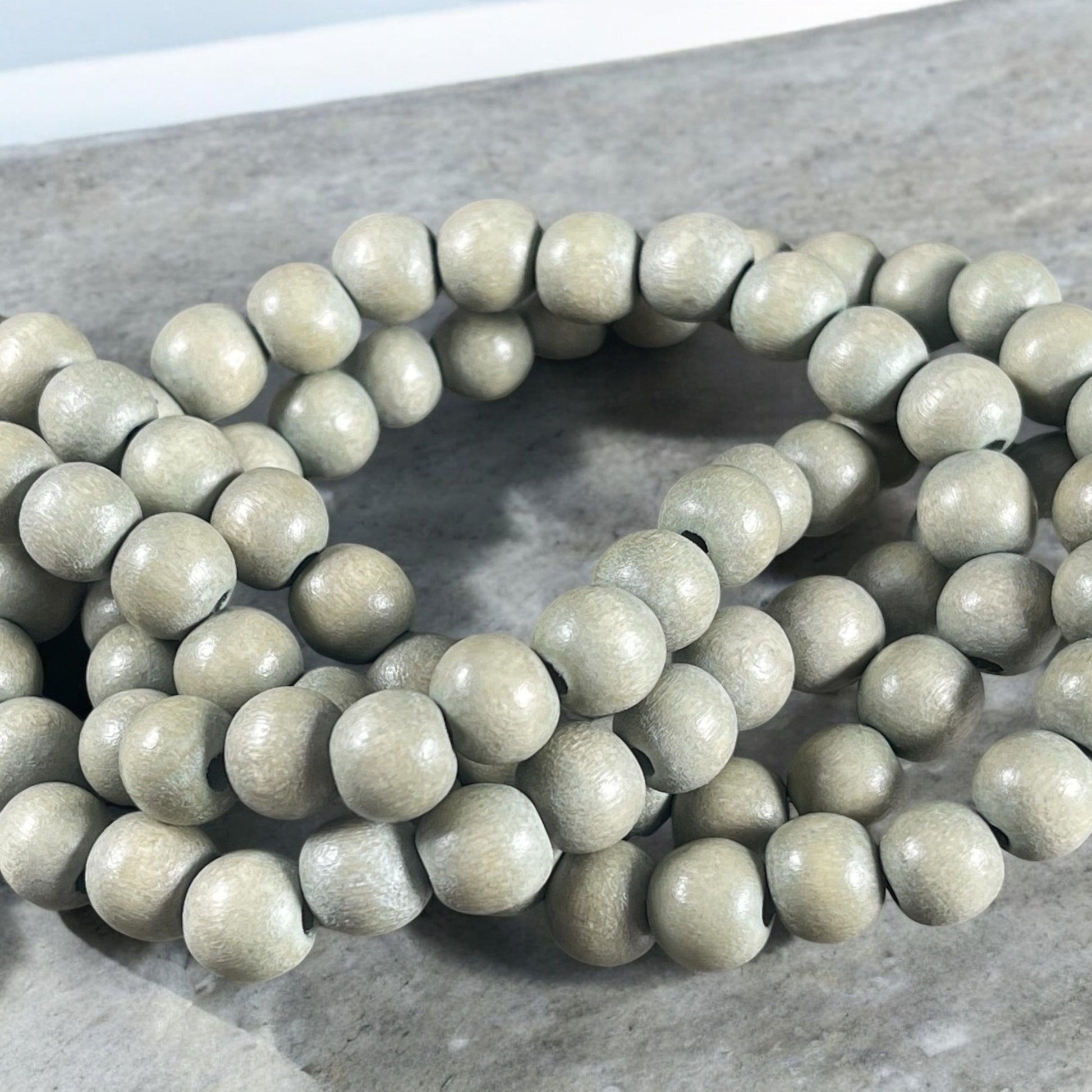 8mm Round Light Gray Wooden Beads, Gray Mala Beads, Lightweight Gray Beads (1873) * 16" Strand