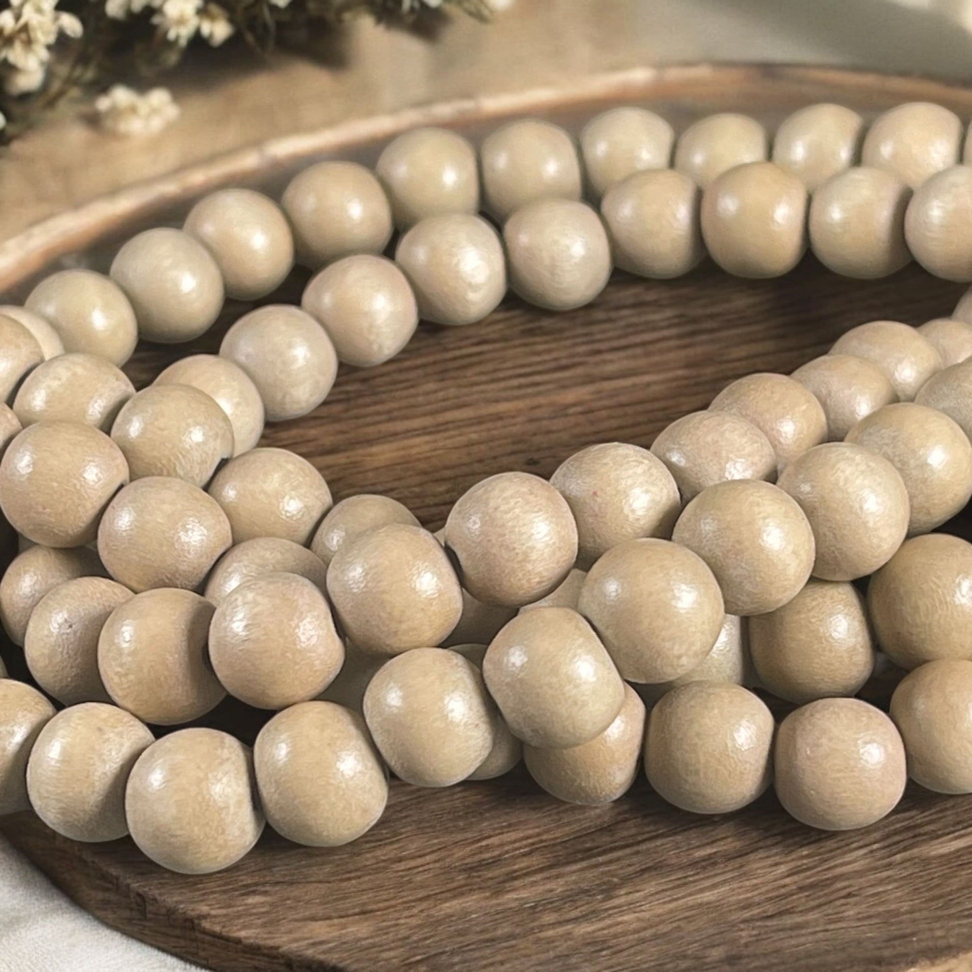 8mm Round Wooden Beads, Natural Light Wood Color Beads, Lightweight Wooden Beads, Beige Wood Beads (9459) * 16" Strand