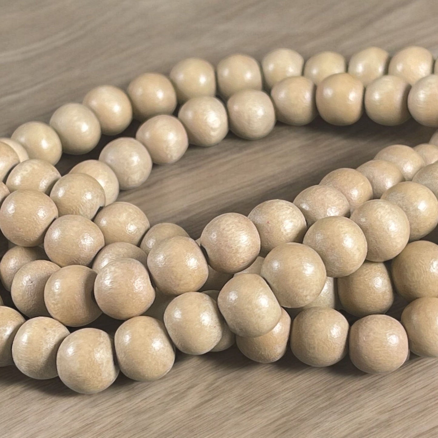 8mm Round Wooden Beads, Natural Light Wood Color Beads, Lightweight Wooden Beads, Beige Wood Beads (9459) * 16" Strand