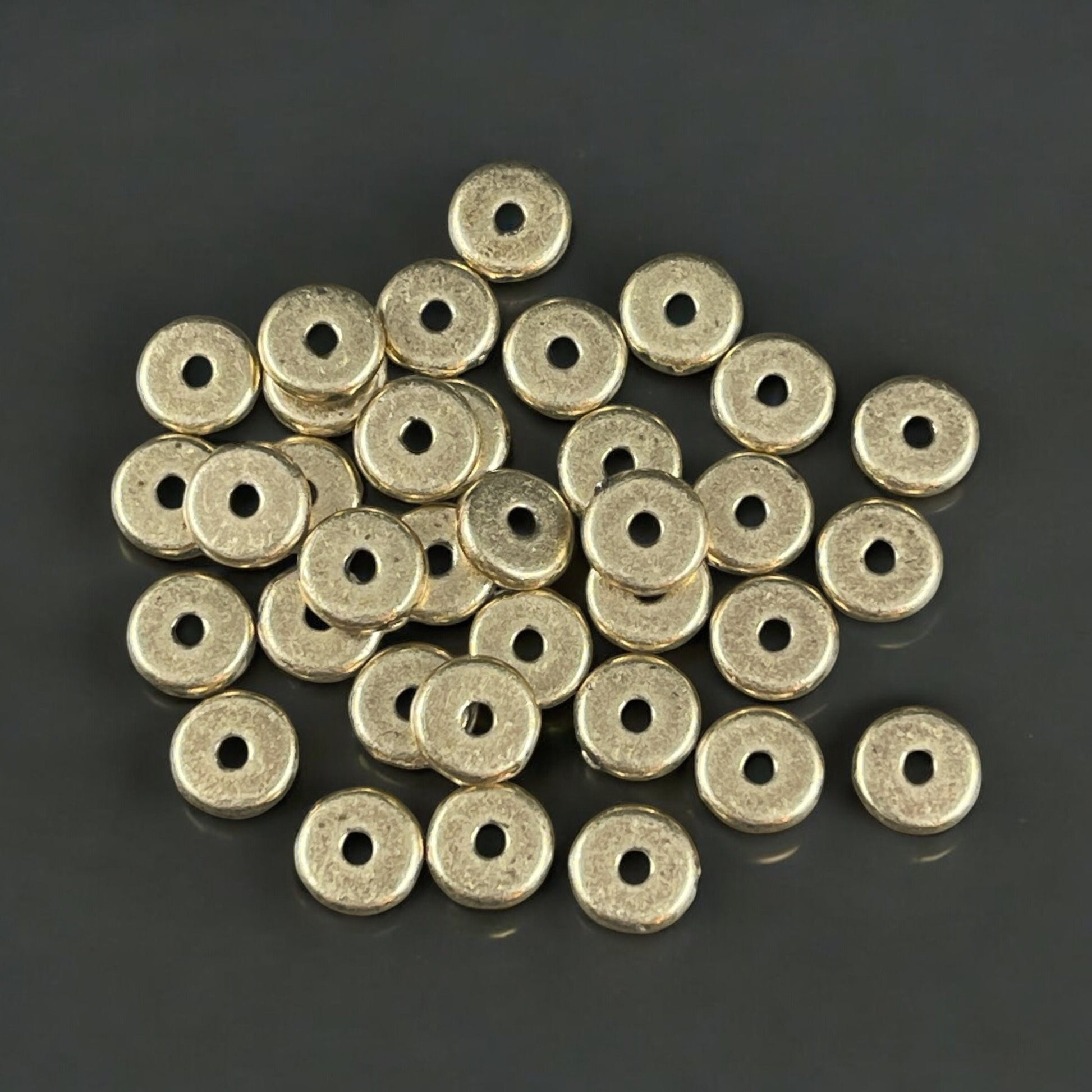 NEW TierraCast 6mm Heishi Spacer Beads, Light Antiqued Brass Plated Spacer Bead (PF/403-57) * Qty. 20