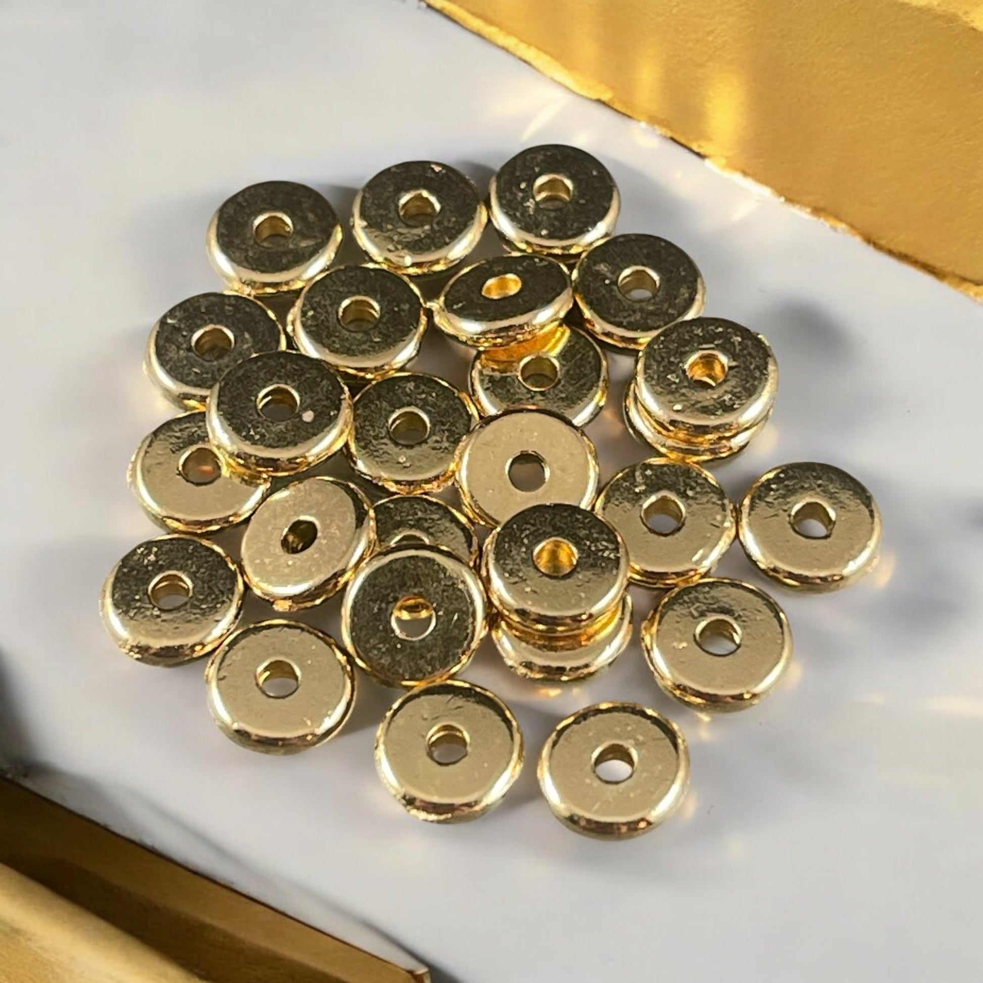 TierraCast 6mm Heishi Rondelle, 24k Gold Plated Pewter, Washer Spacer Bead (PF/403-12) * Qty. 20